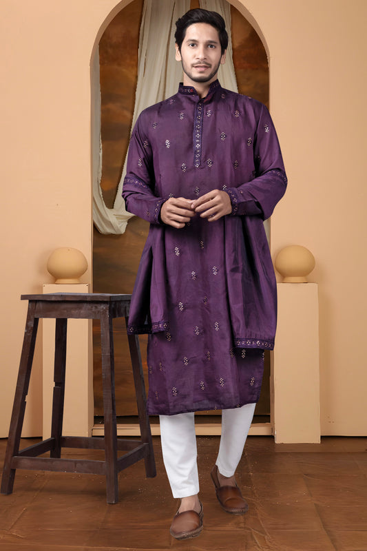 EMBROIDERED & SEQUIN KURTA WITH DUPATTA