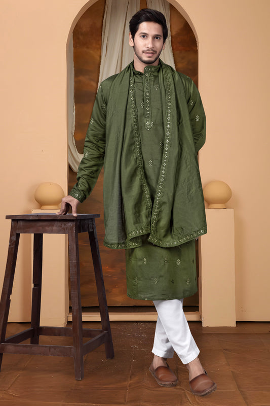 EMBROIDERED & SEQUIN KURTA WITH DUPATTA