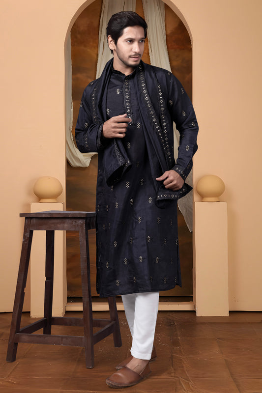 EMBROIDERED & SEQUIN KURTA WITH DUPATTA