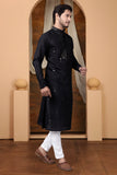 Embroidery Work Black Silk Kurta For Man