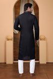 Embroidery Work Black Silk Kurta For Man