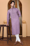 Embroidered Lavender Silk Blend Kurta For Man