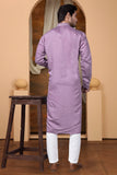 Embroidered Lavender Silk Blend Kurta For Man