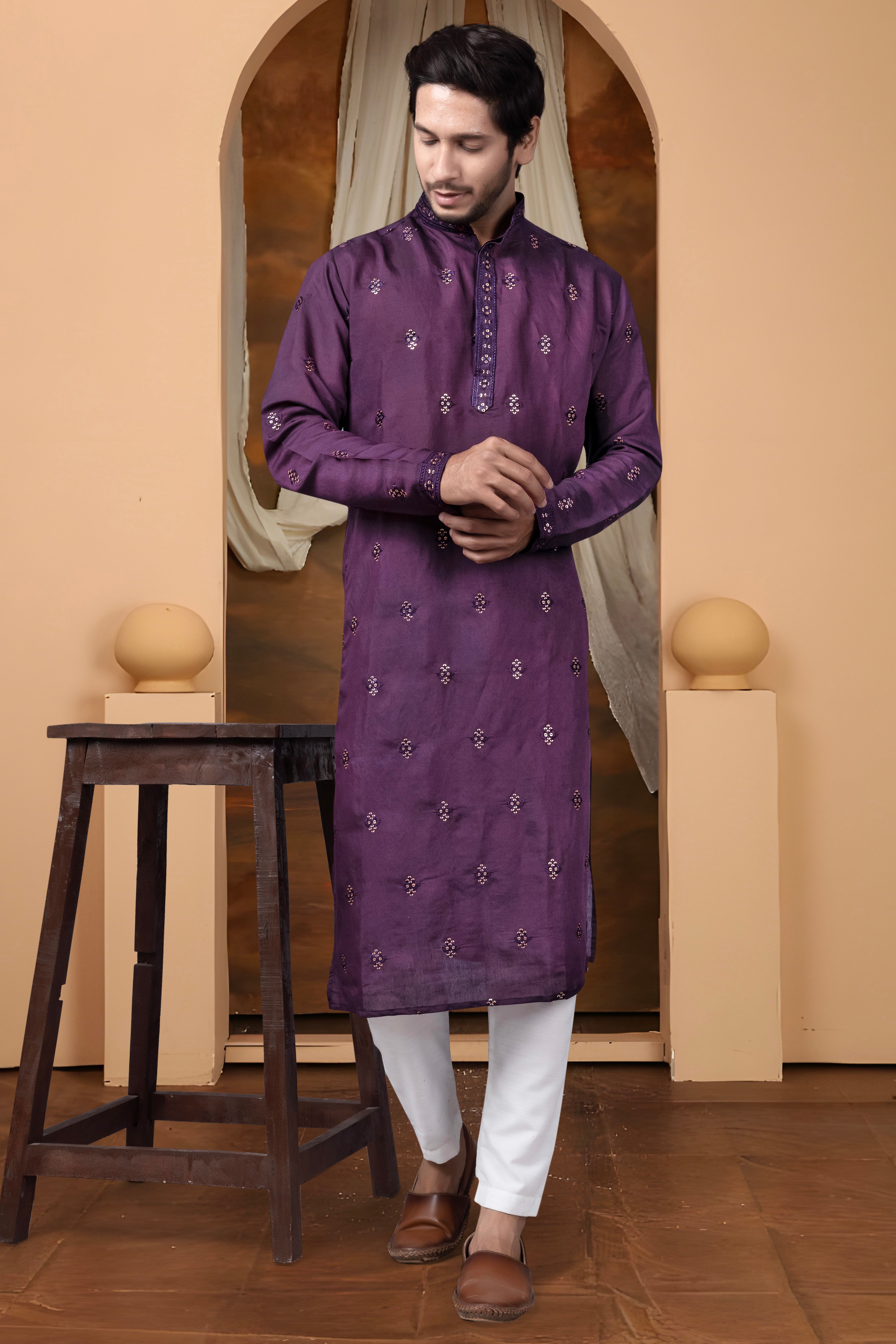 EMBROIDERED & SEQUIN KURTA  WITH DUPATTA