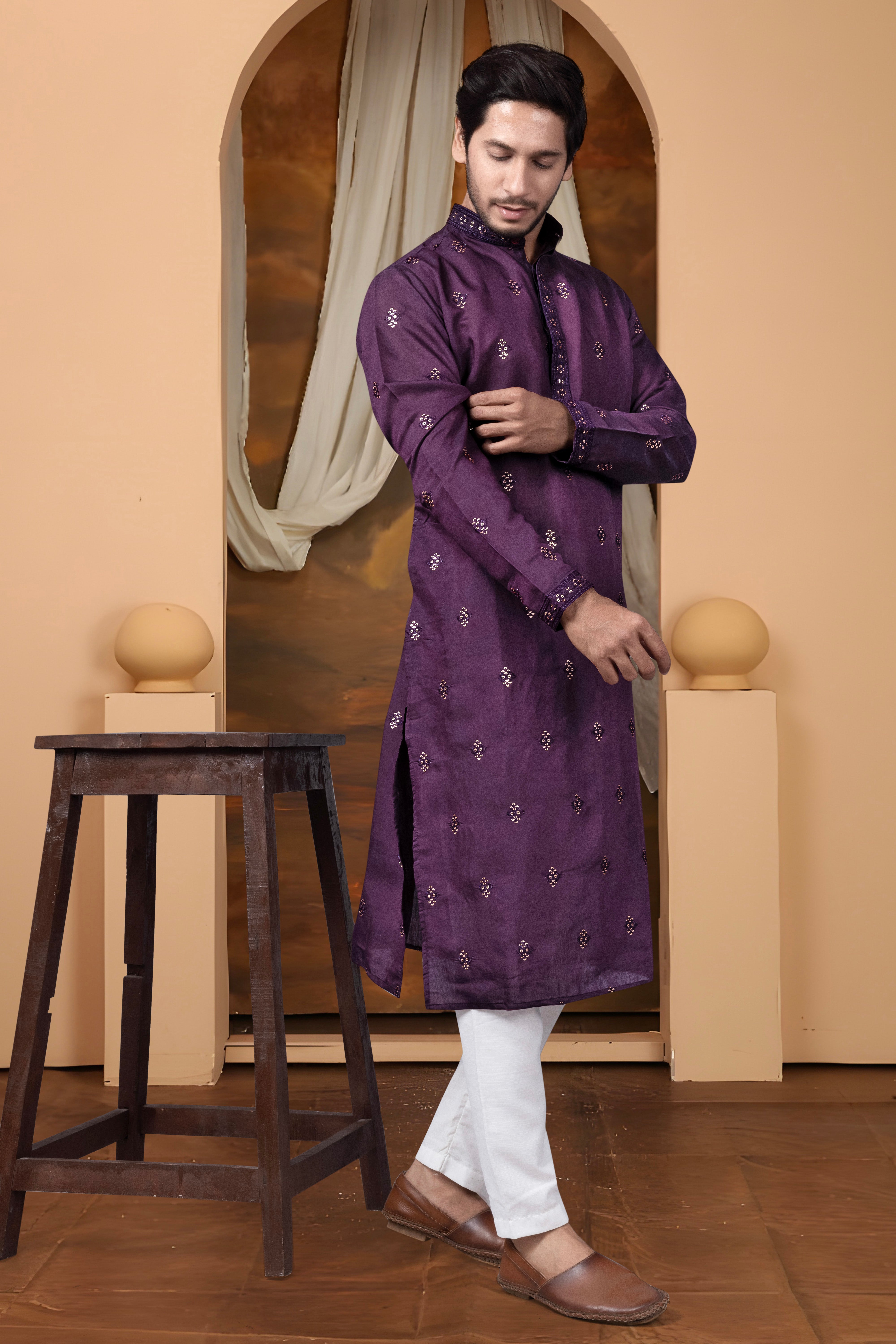 EMBROIDERED & SEQUIN KURTA  WITH DUPATTA