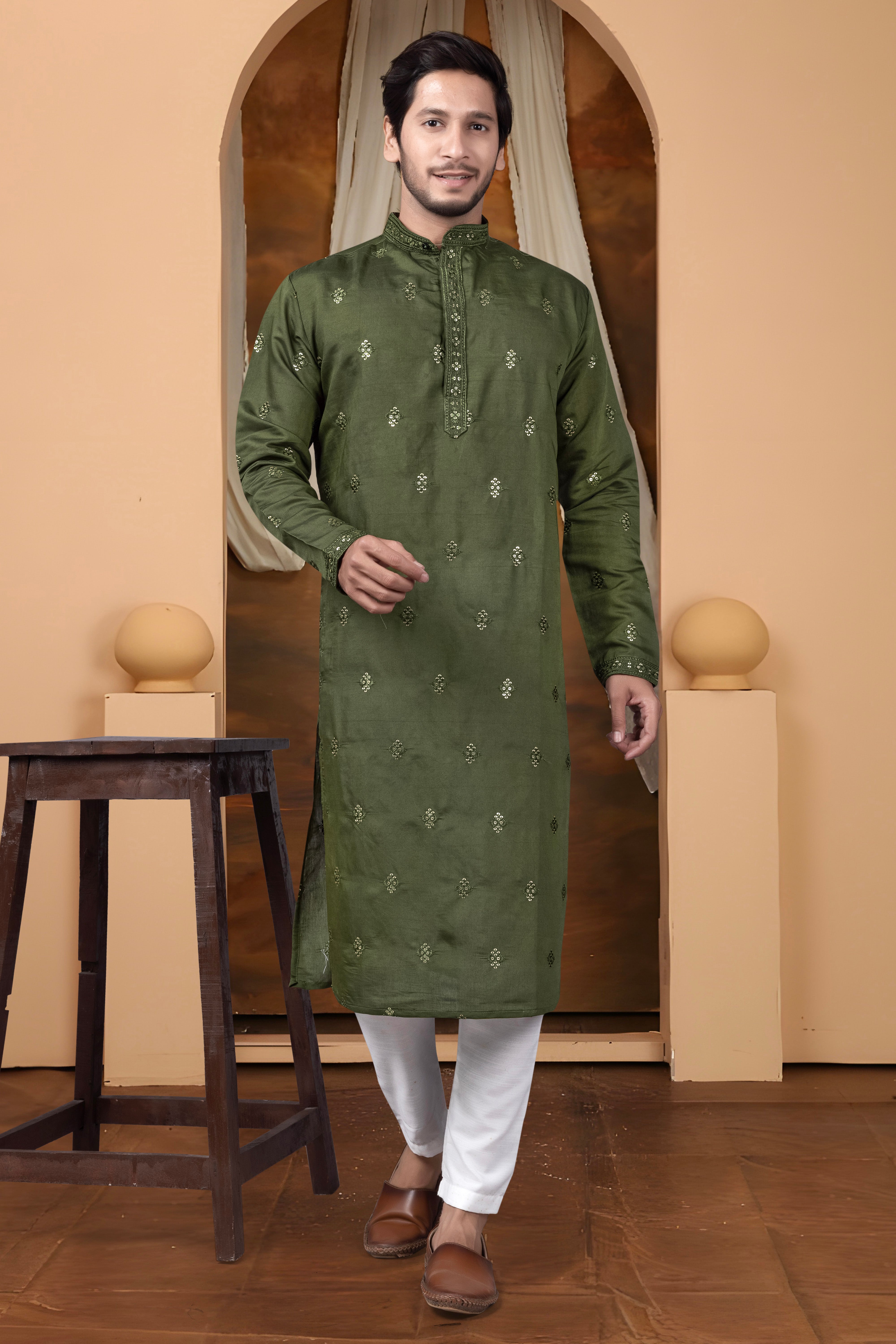 EMBROIDERED & SEQUIN KURTA  WITH DUPATTA
