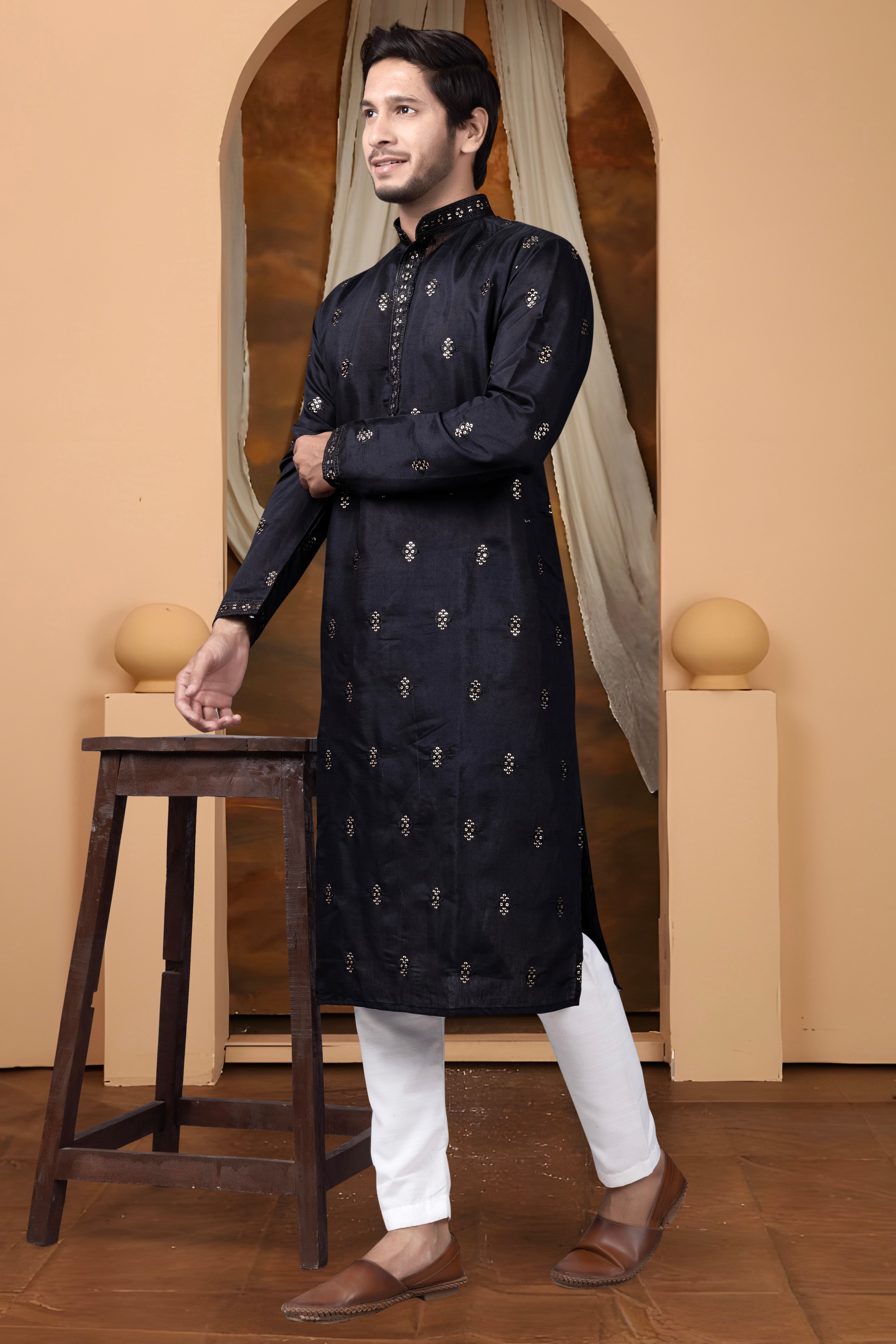 EMBROIDERED & SEQUIN KURTA WITH DUPATTA