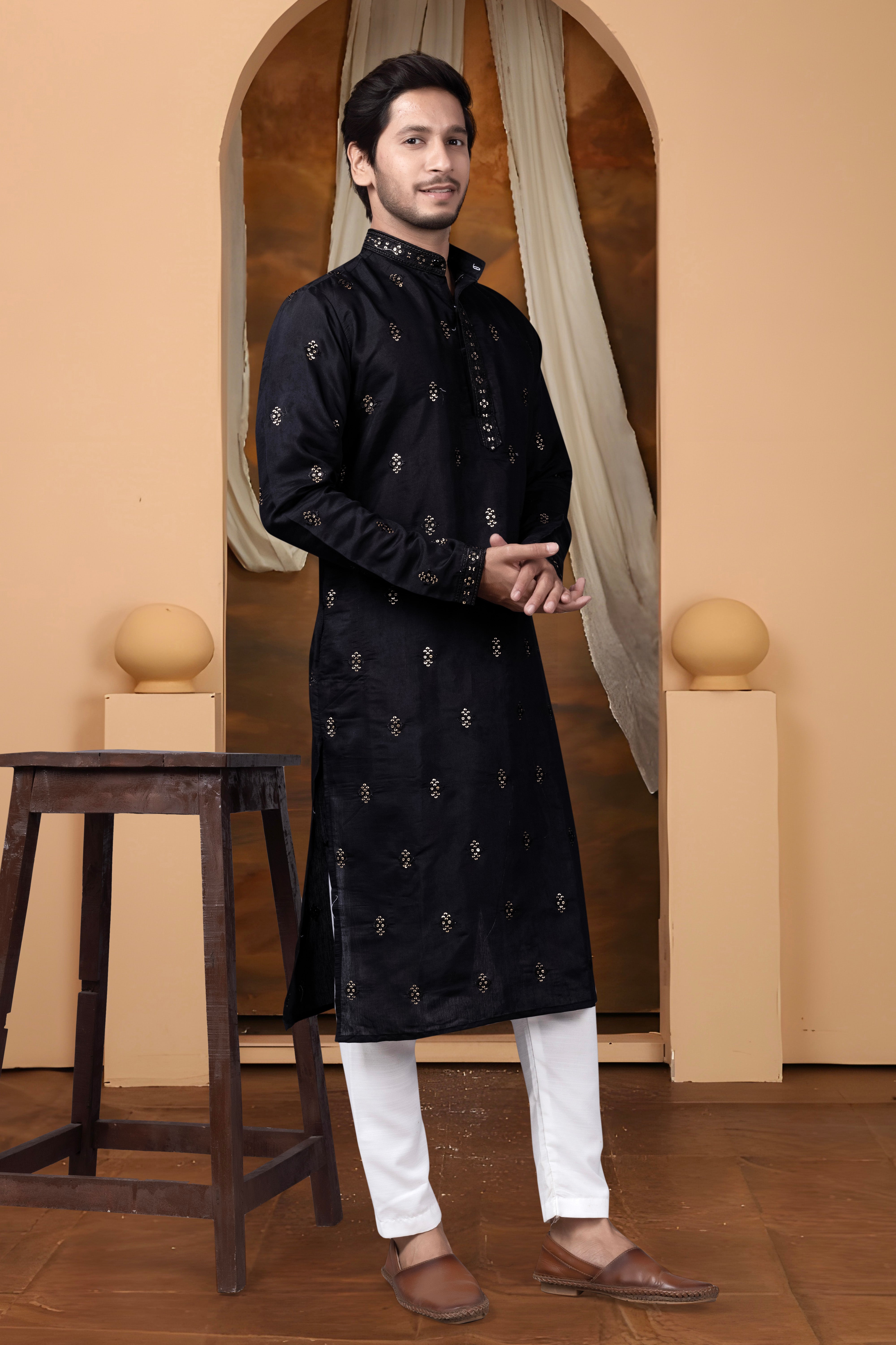 EMBROIDERED & SEQUIN KURTA WITH DUPATTA