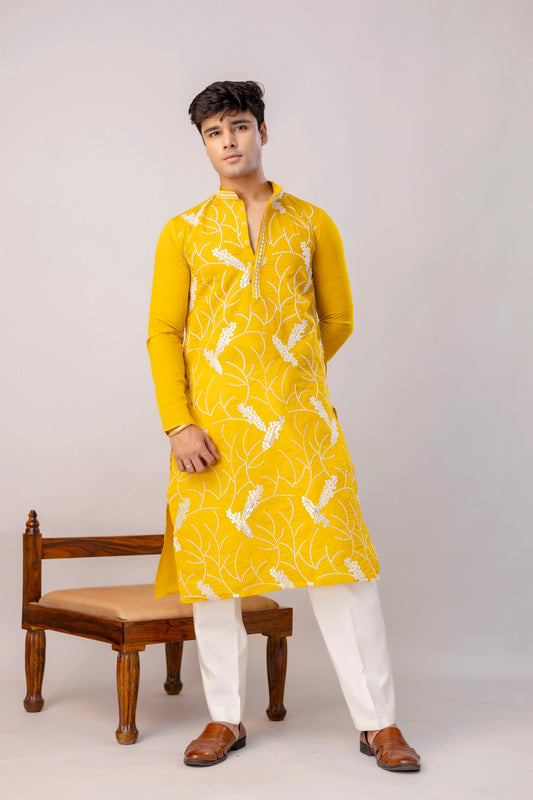 Embroidery Silk Kurta For Man
