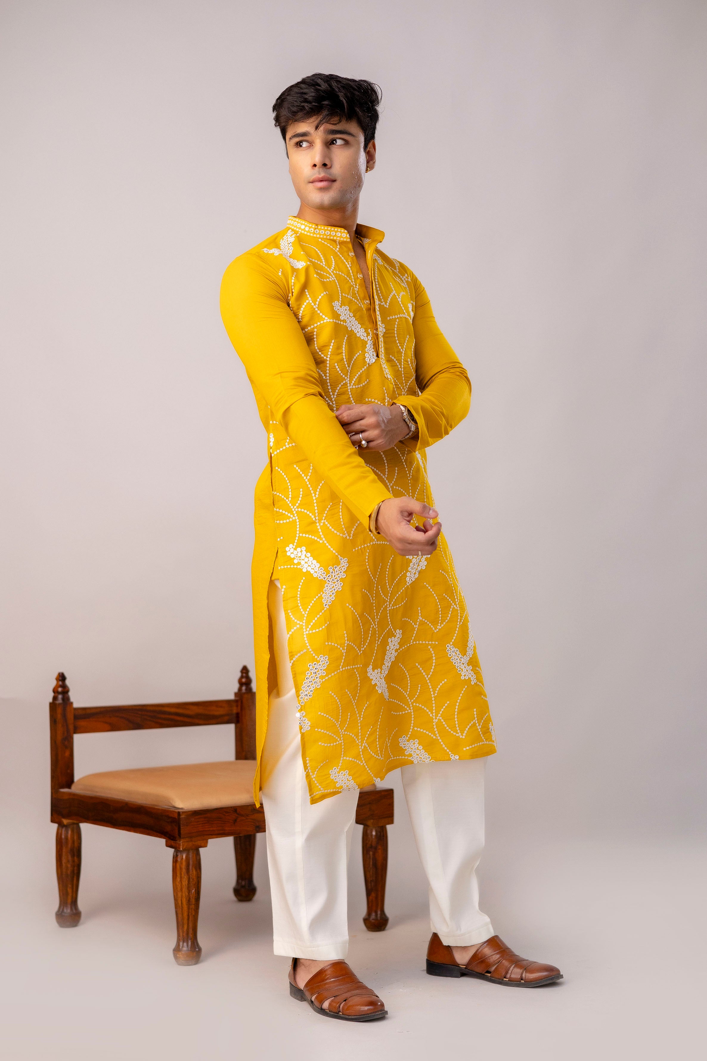 Embroidery Silk Kurta For Man