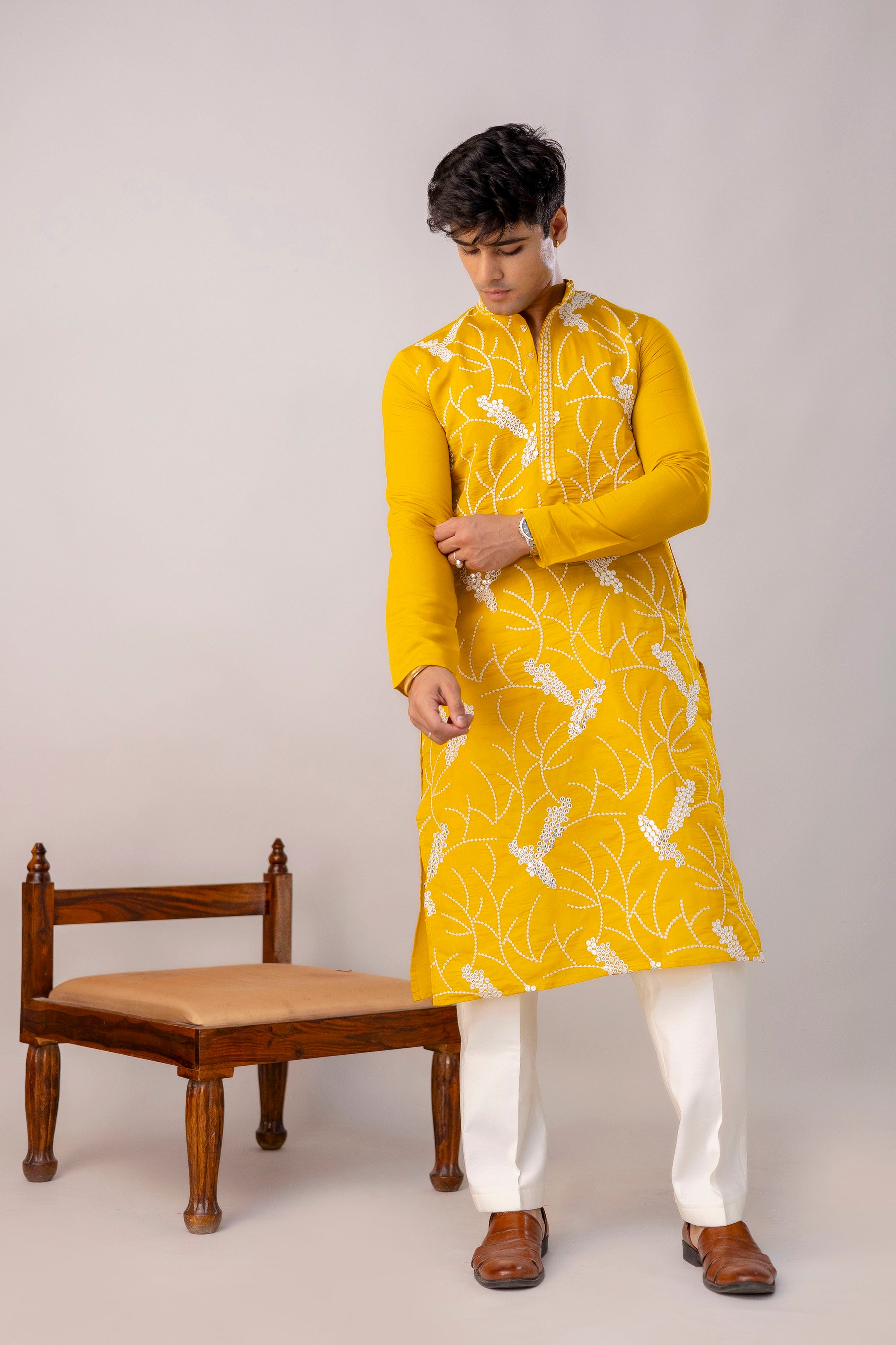 Embroidery Silk Kurta For Man