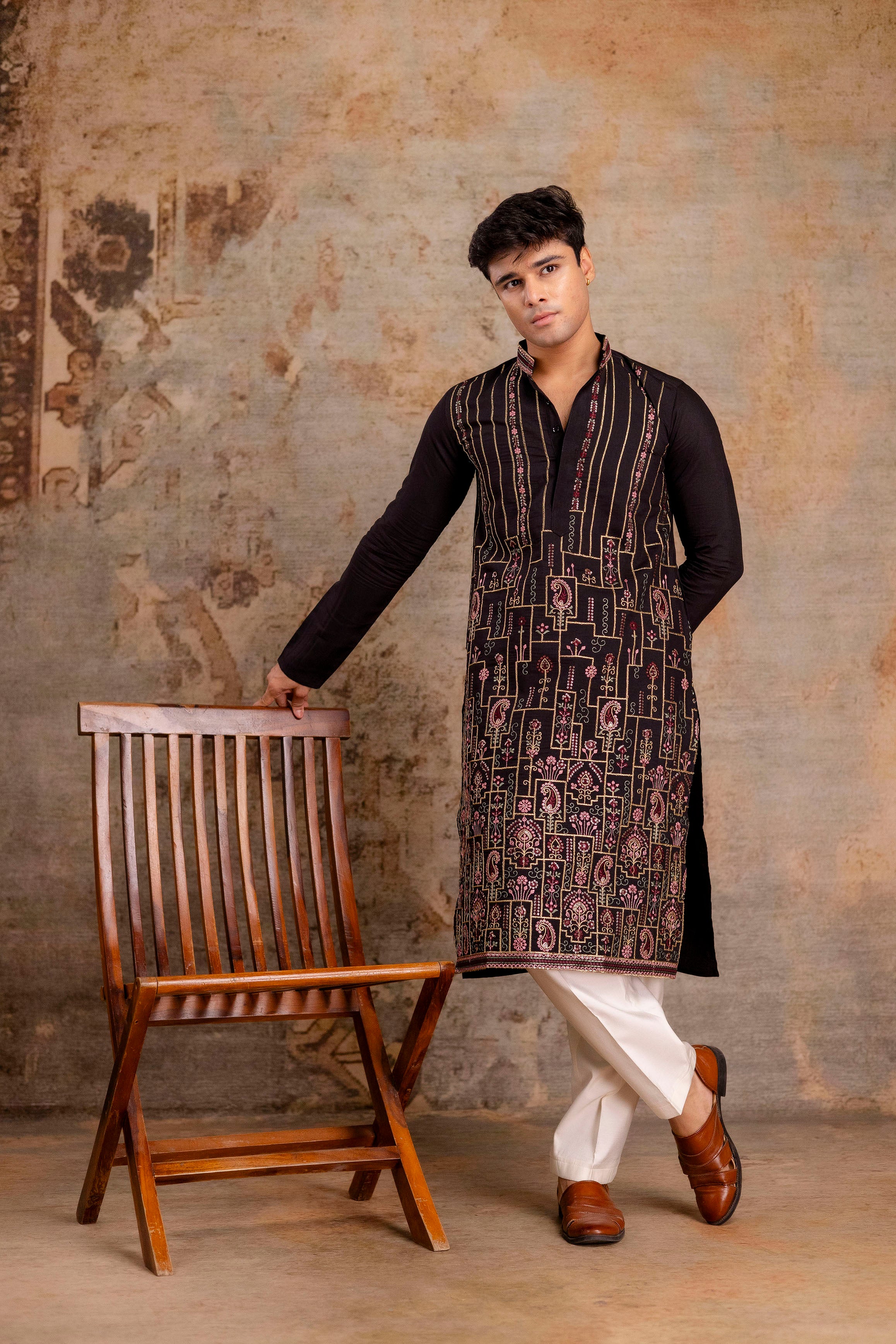 Embroidery Silk Kurta For Man