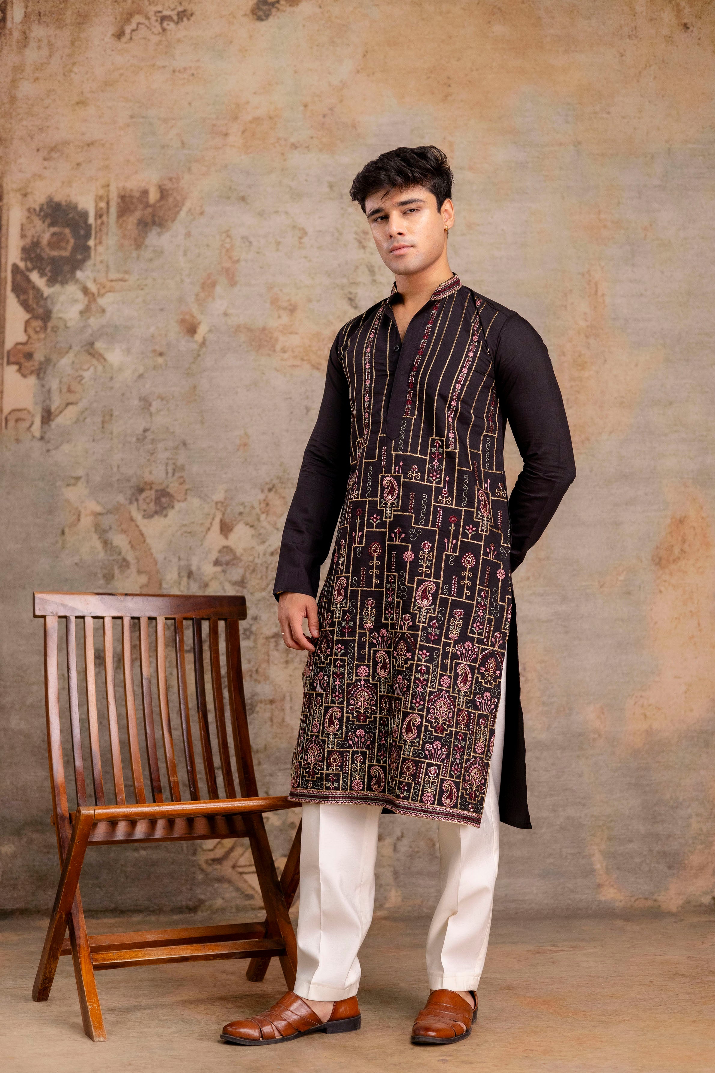 Embroidery Silk Kurta For Man