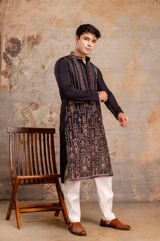 Embroidery Silk Kurta For Man