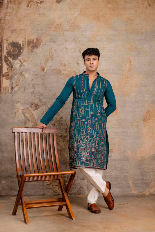 Embroidery Silk Kurta For Man