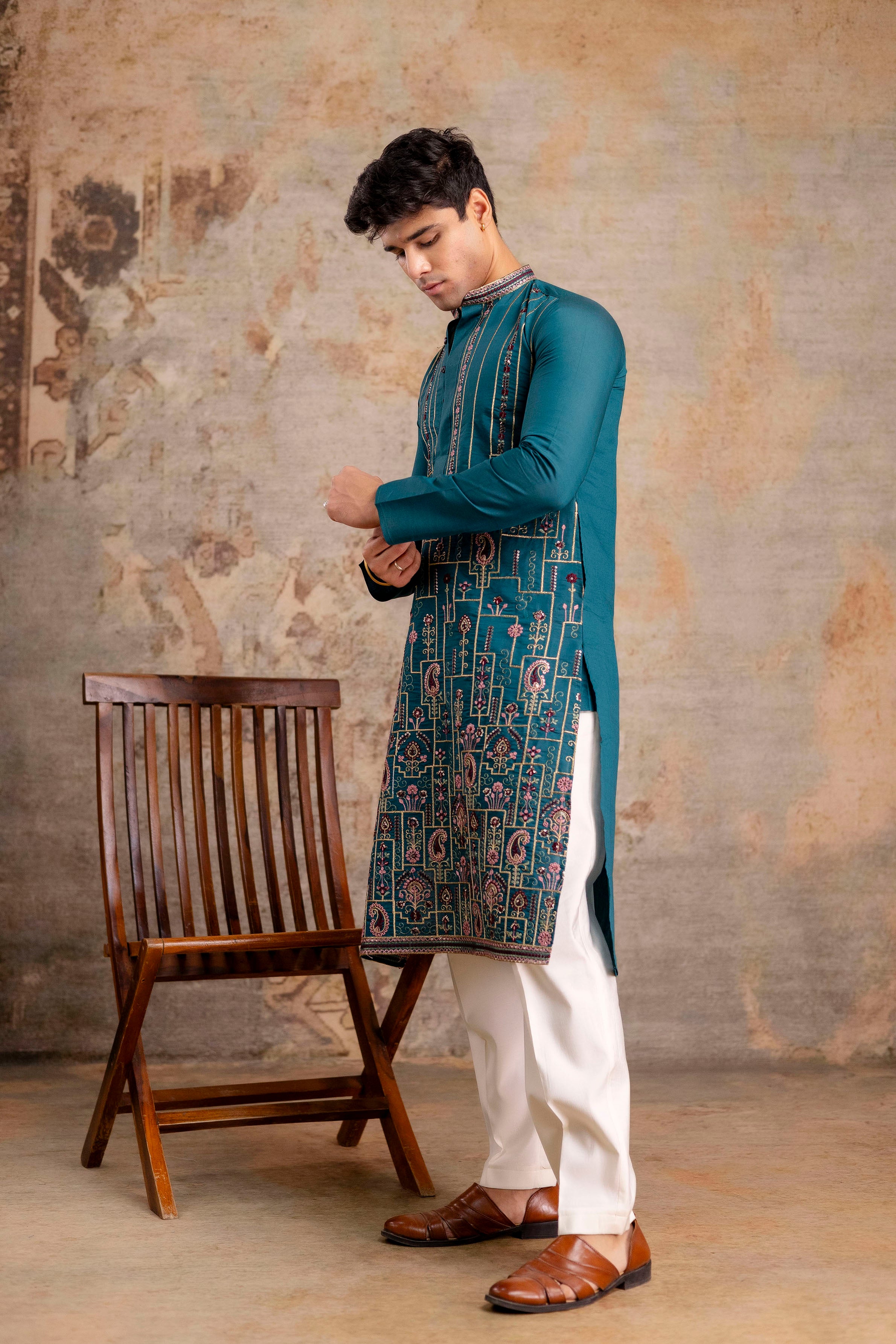 Embroidery Silk Kurta For Man