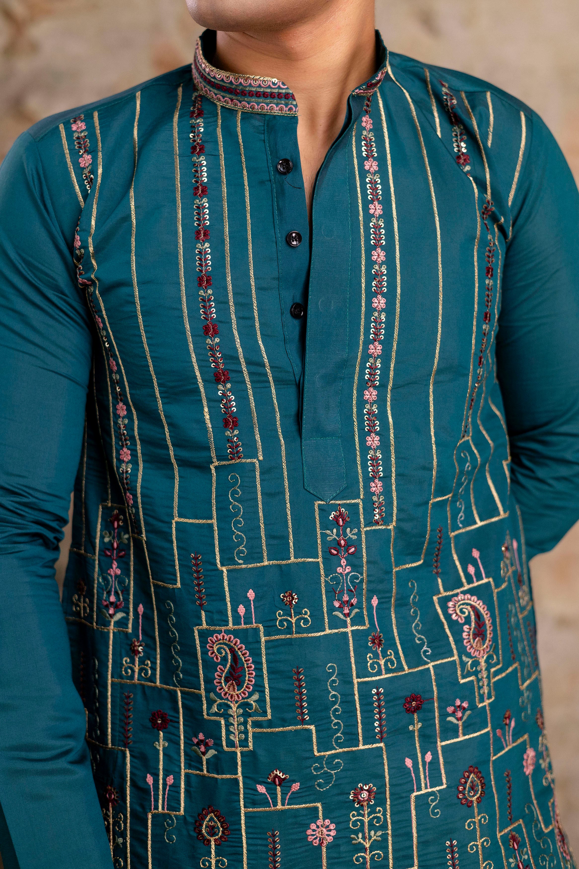 Embroidery Silk Kurta For Man
