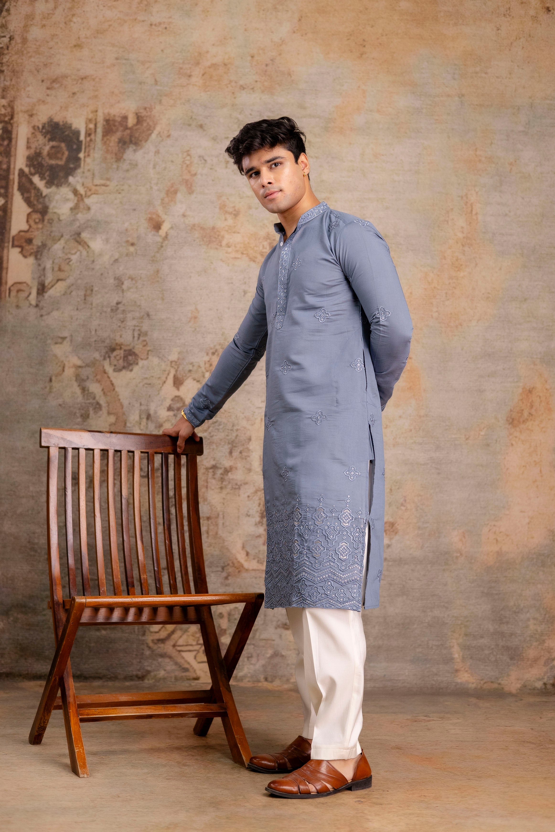Embroidery Silk Kurta For Man