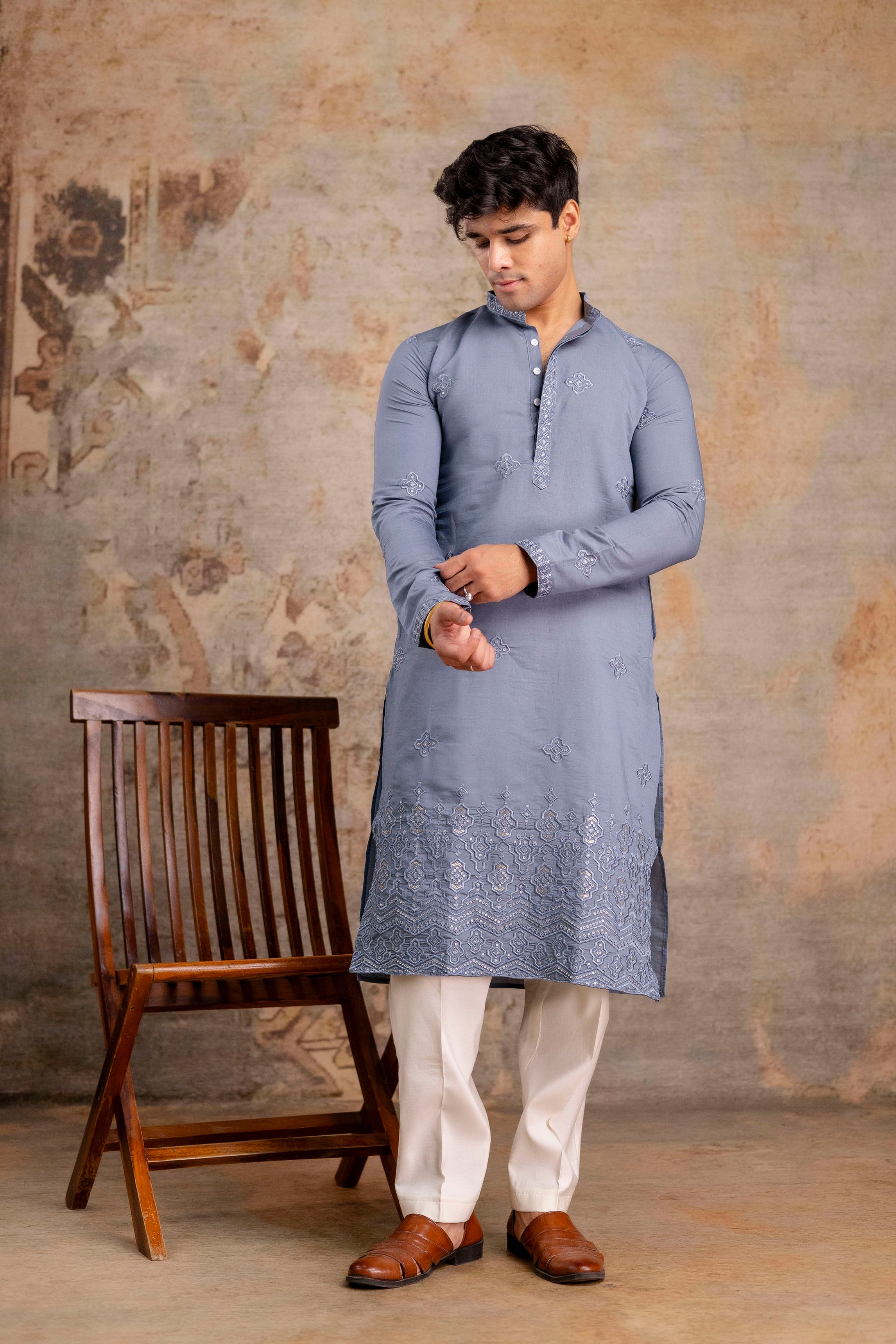Embroidery Silk Kurta For Man