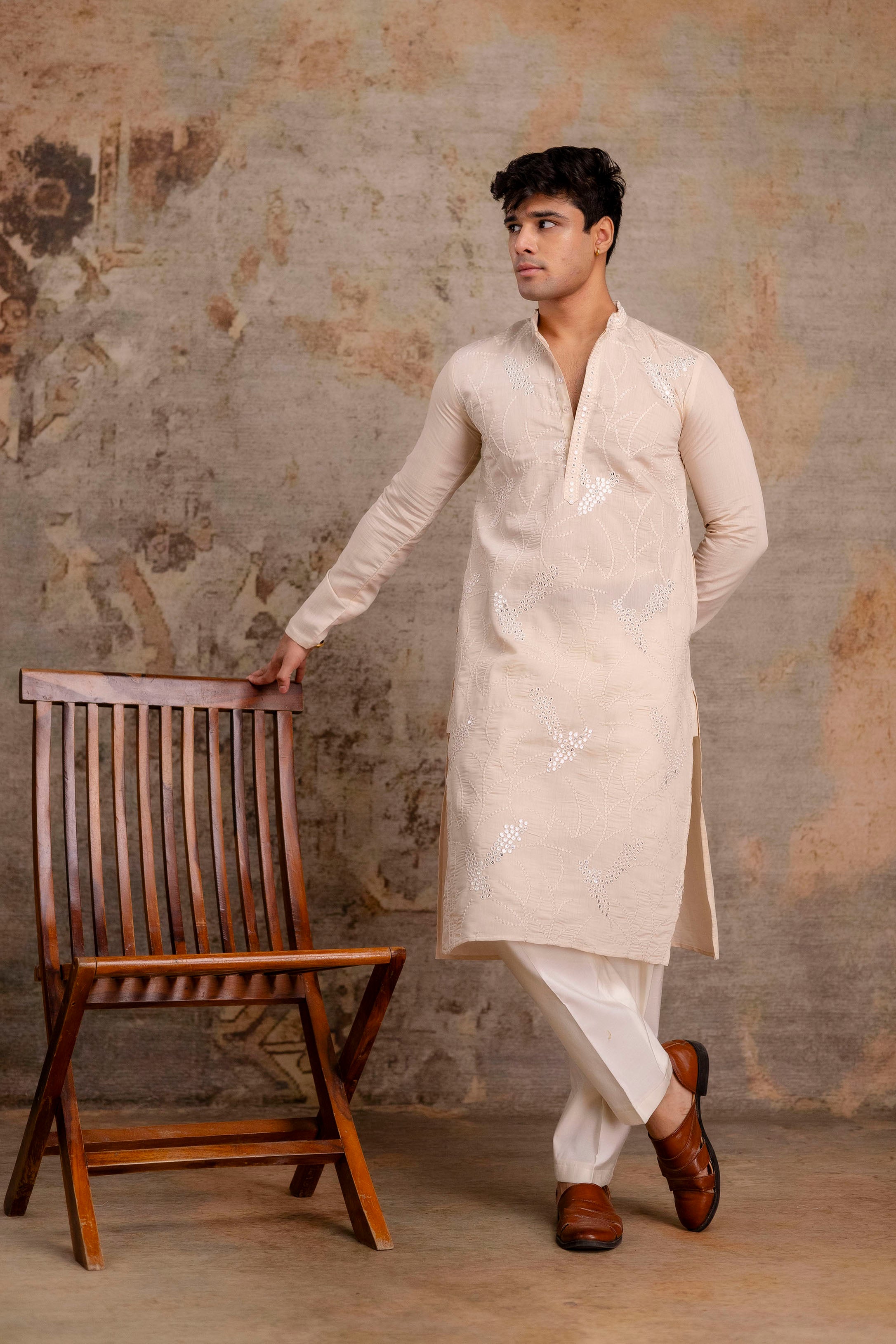 Embroidery Silk Kurta For Man
