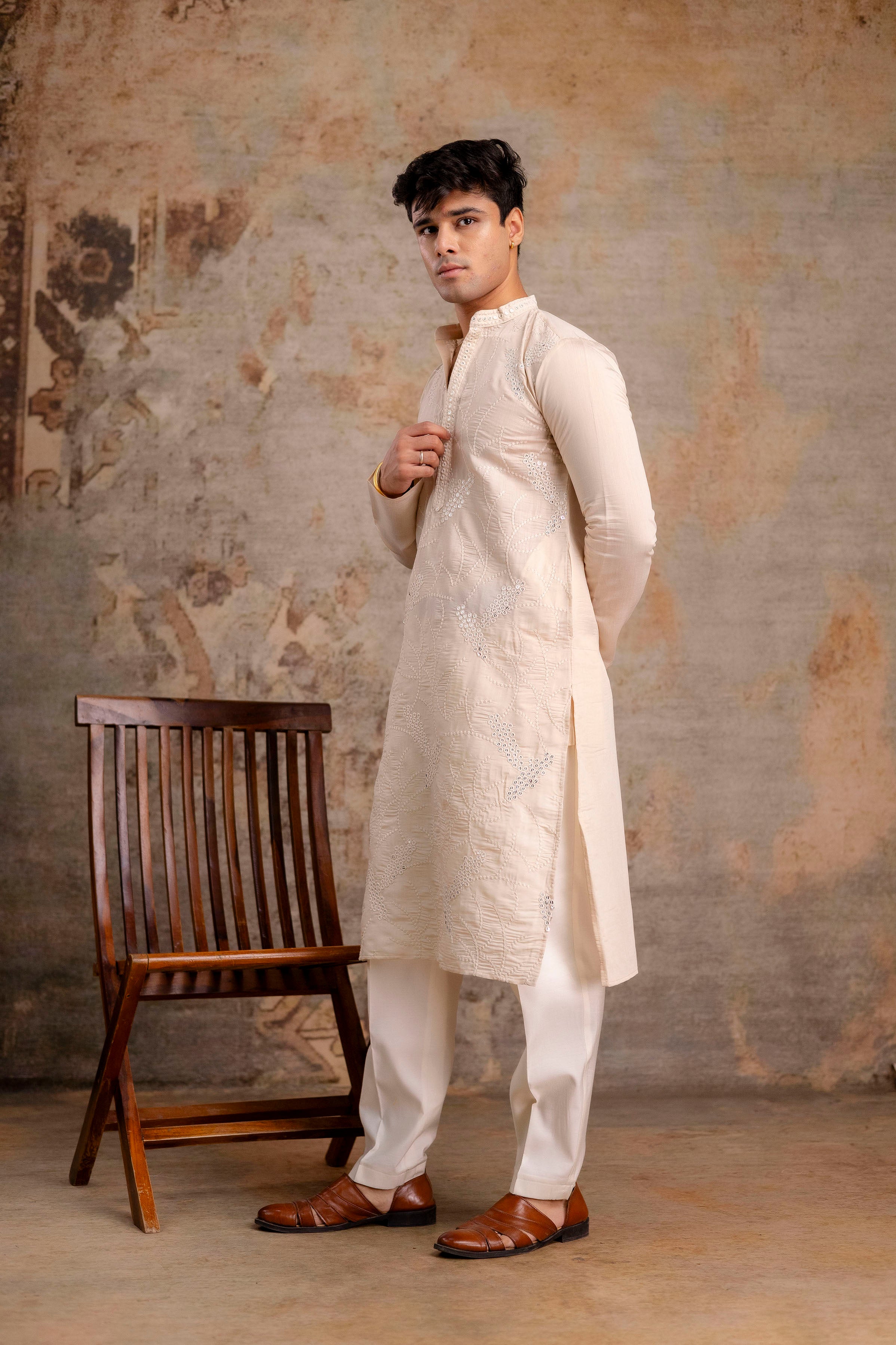 Embroidery Silk Kurta For Man