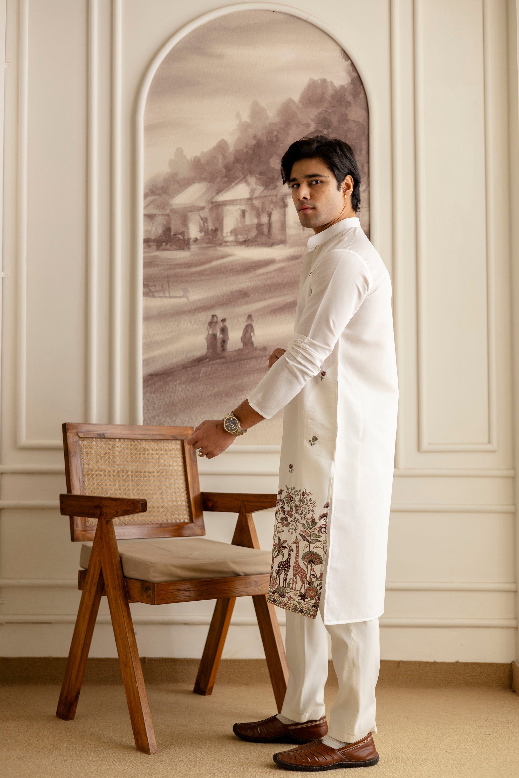 Embroidery Silk Kurta For Man