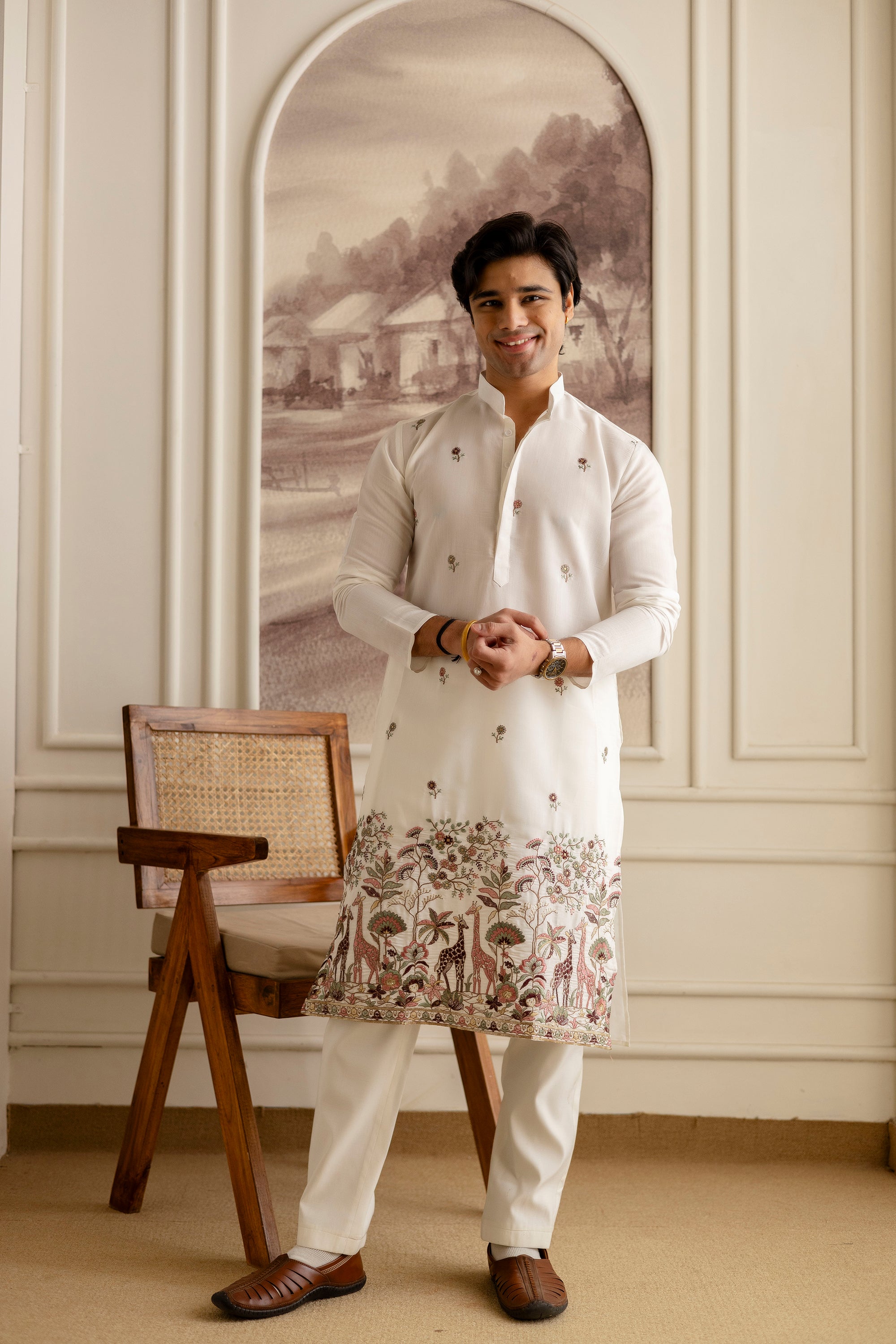 Embroidery Silk Kurta For Man