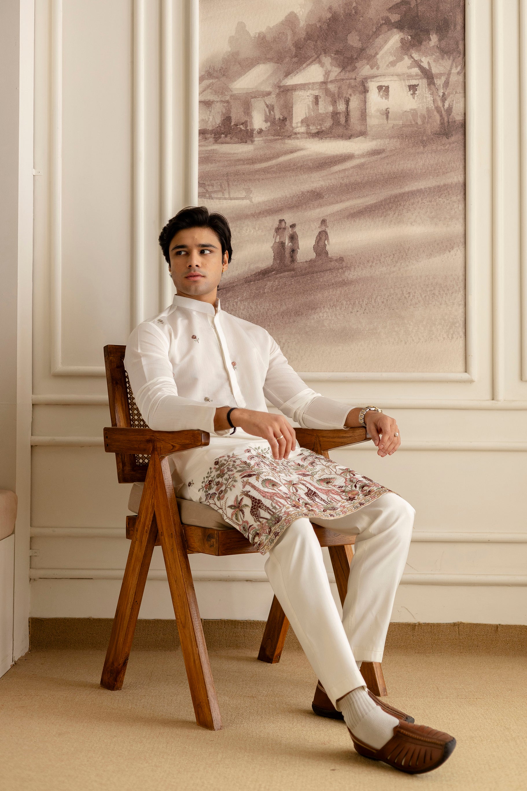 Embroidery Silk Kurta For Man