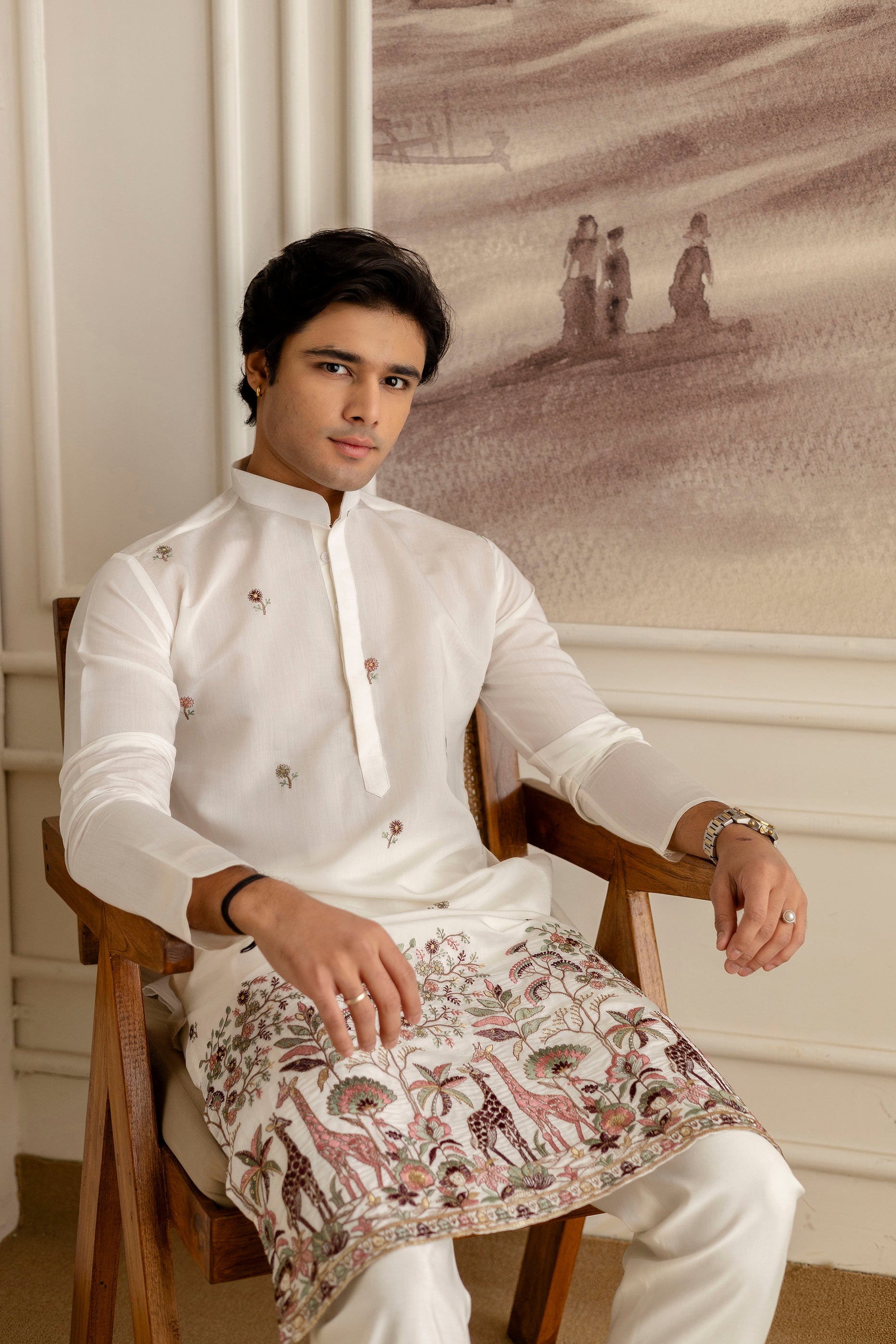 Embroidery Silk Kurta For Man