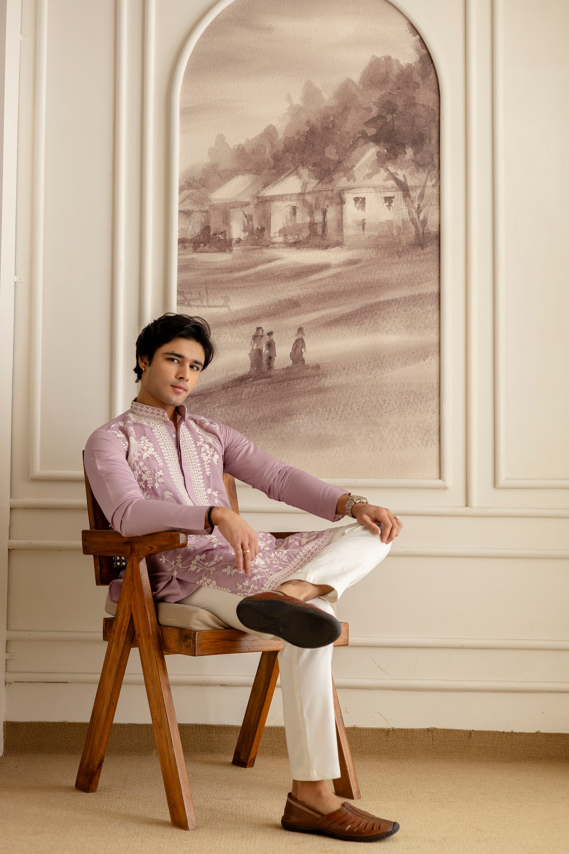 Embroidery Silk Kurta For Man