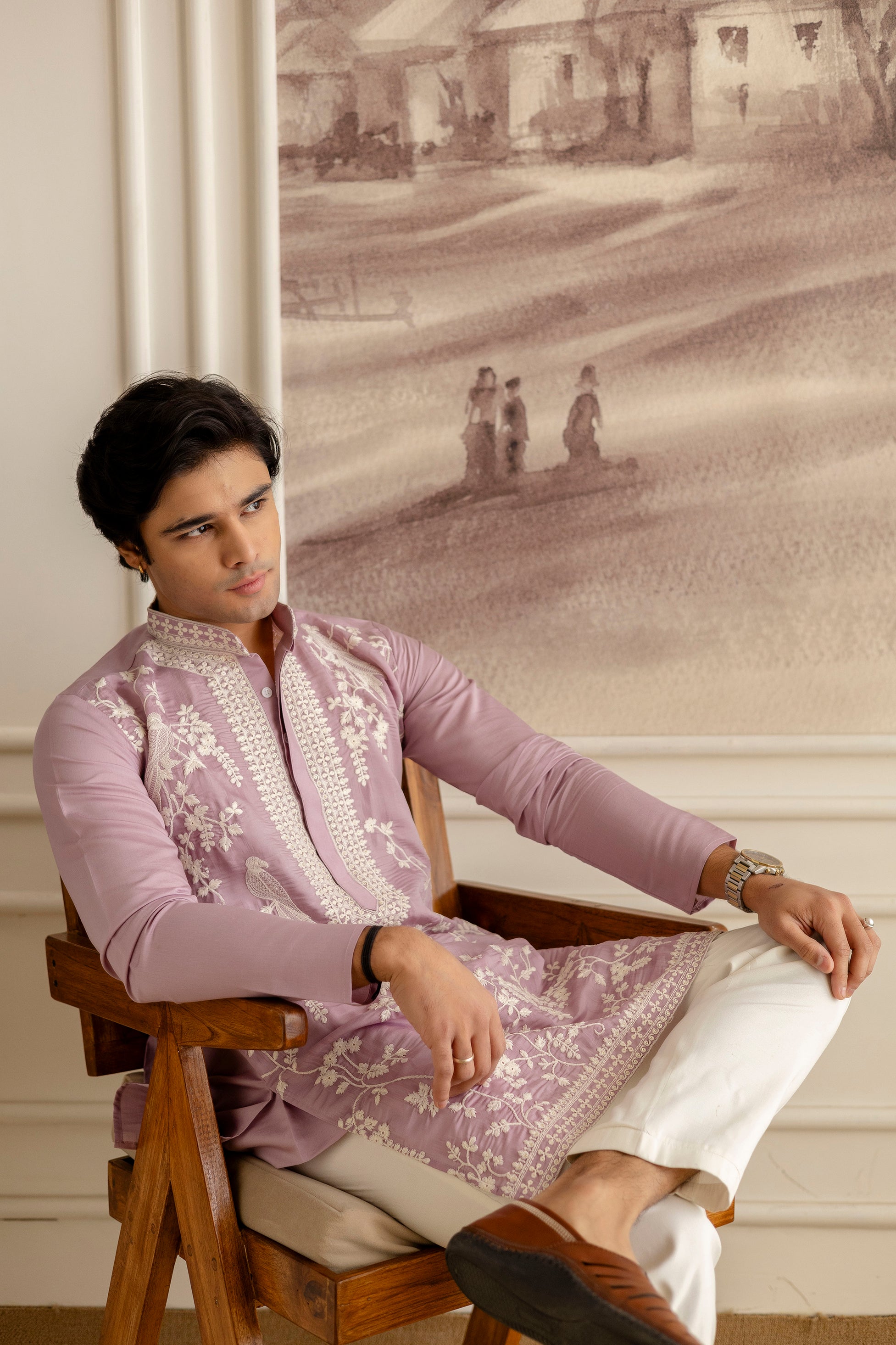 Embroidery Silk Kurta For Man