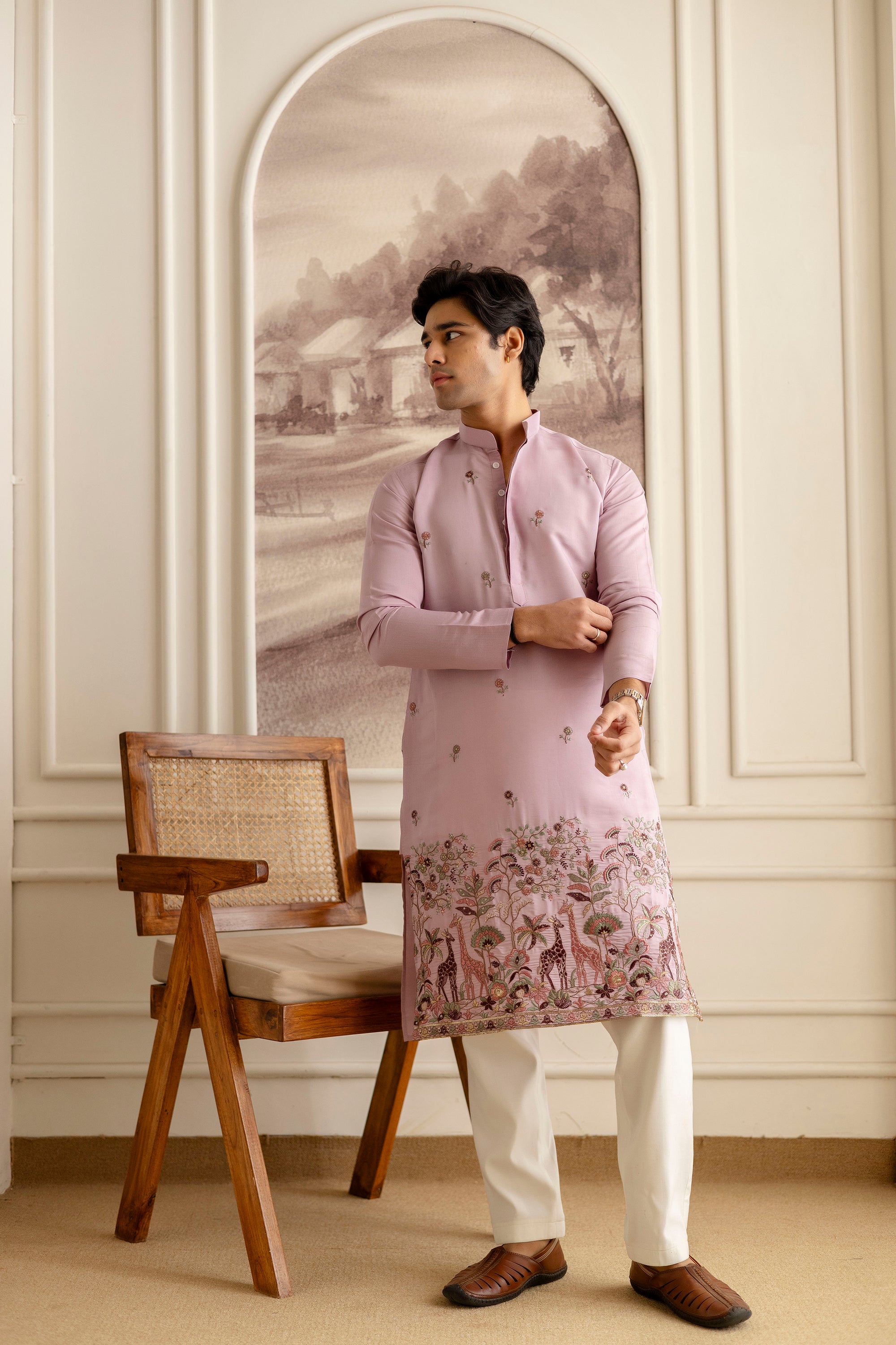 Embroidery Silk Kurta For Man