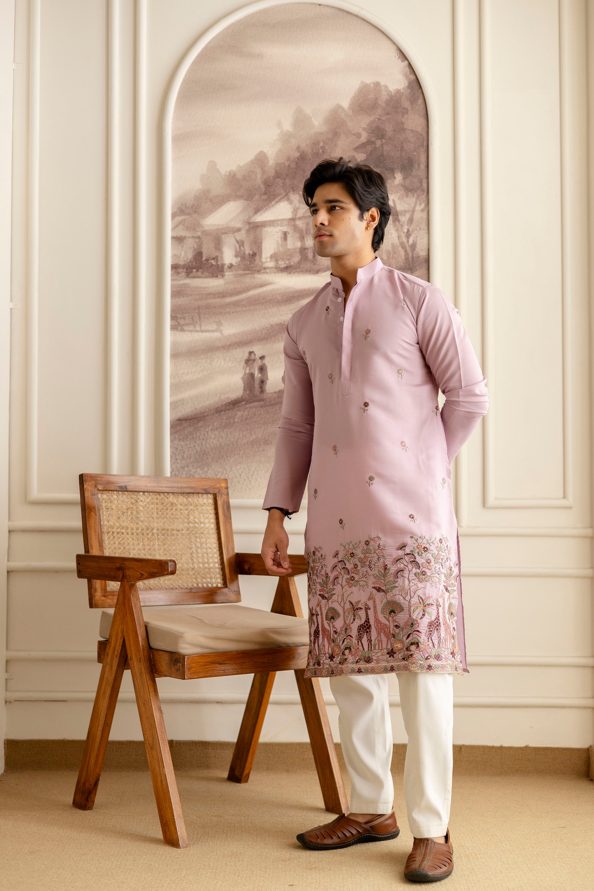 Embroidery Silk Kurta For Man