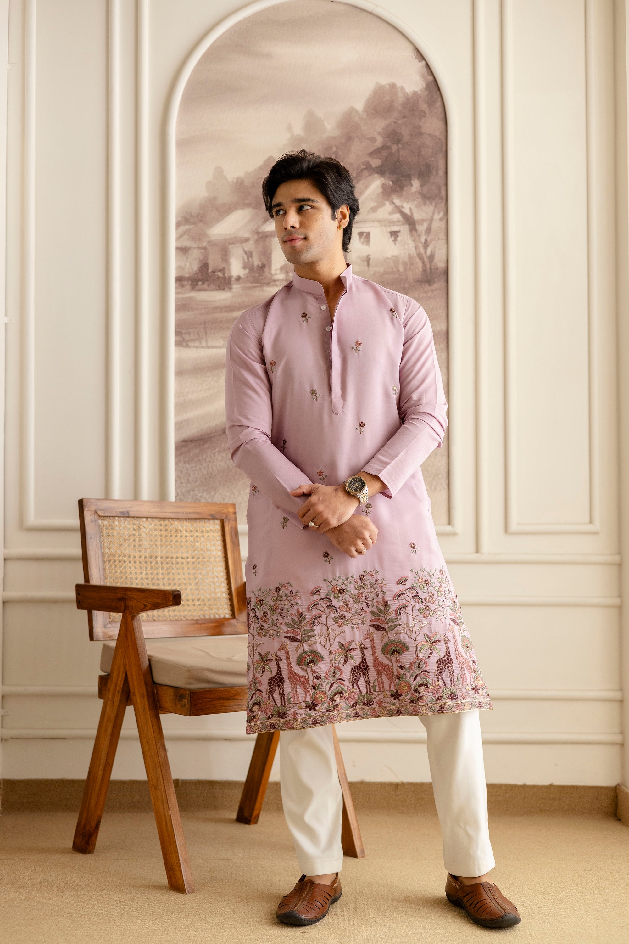 Embroidery Silk Kurta For Man