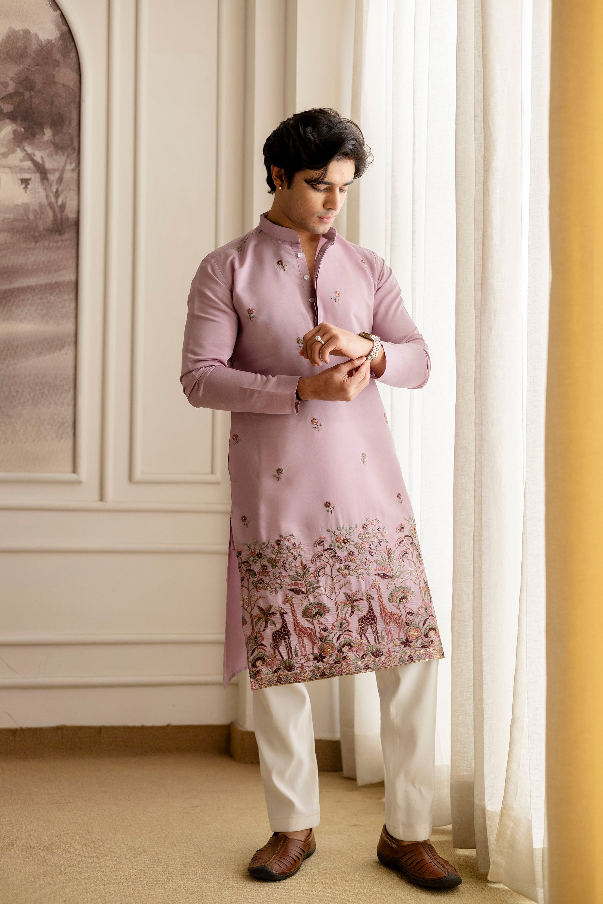 Embroidery Silk Kurta For Man