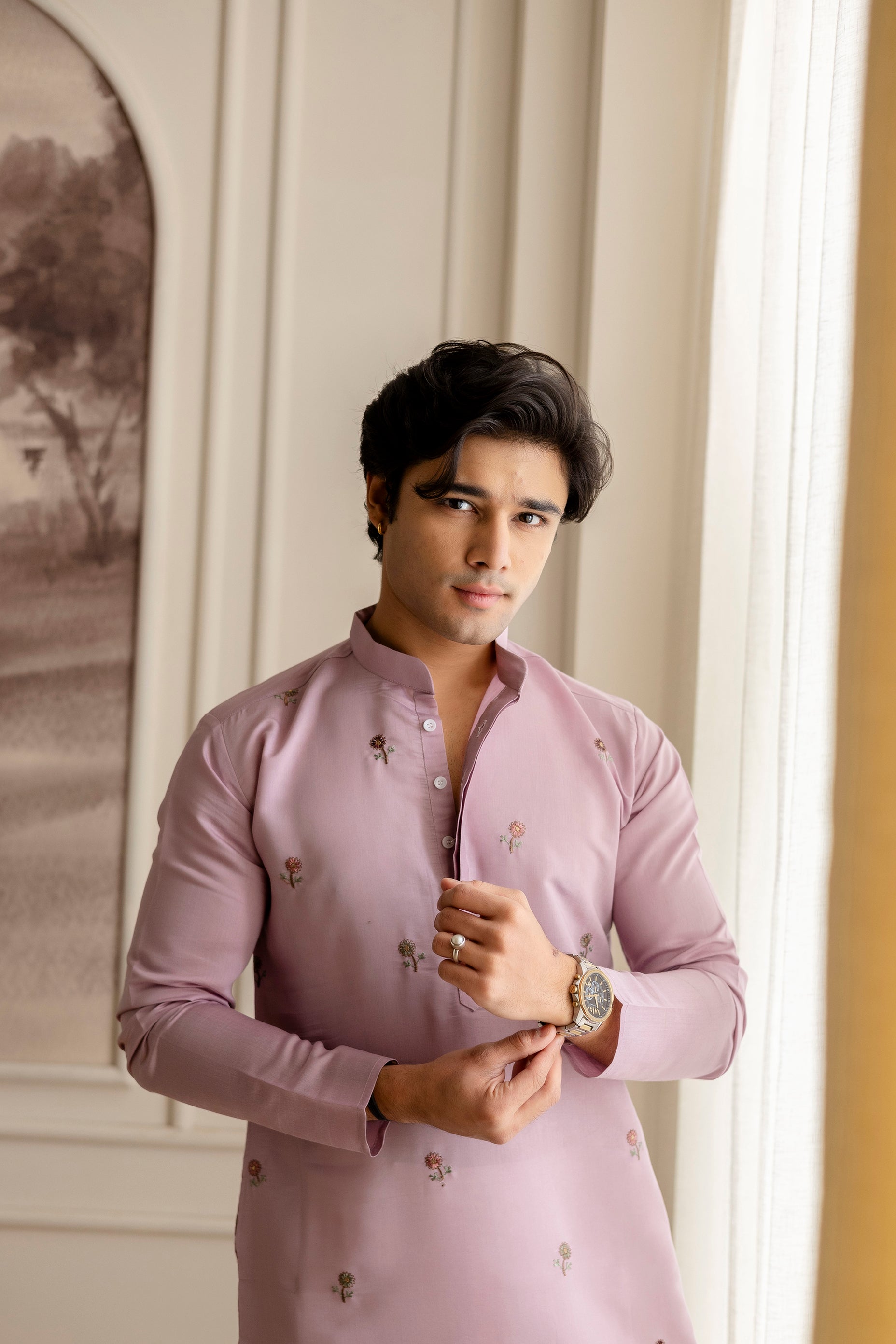 Embroidery Silk Kurta For Man