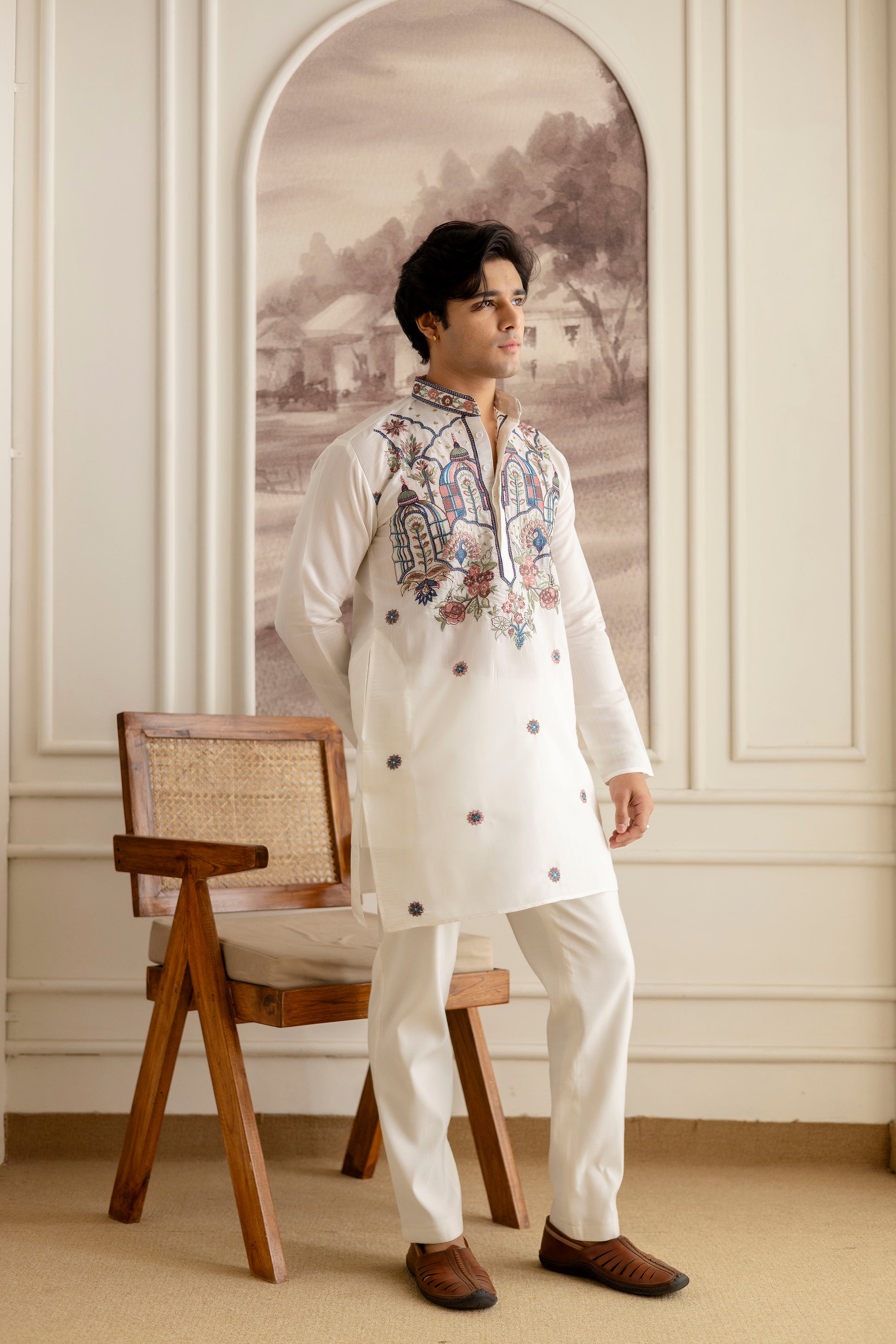Embroidery Silk Kurta For Man