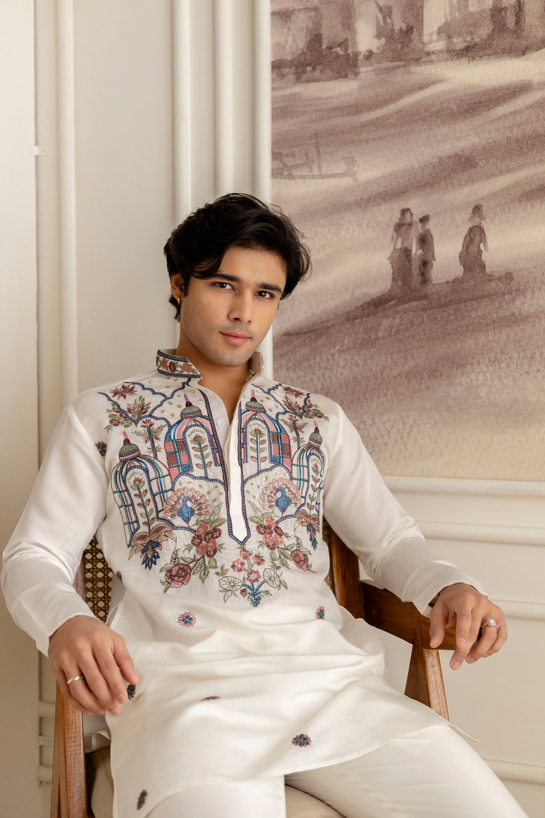 Embroidery Silk Kurta For Man