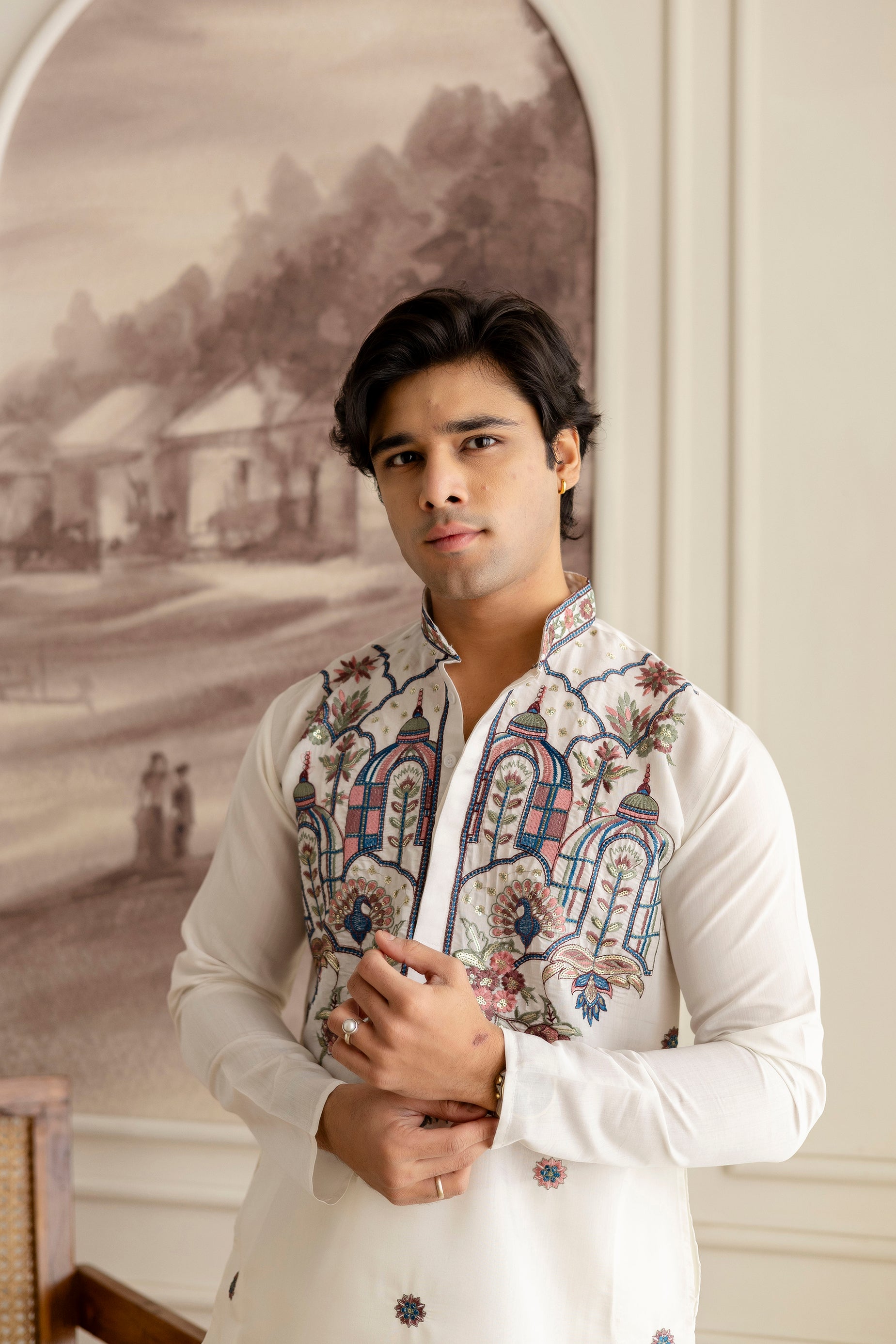 Embroidery Silk Kurta For Man