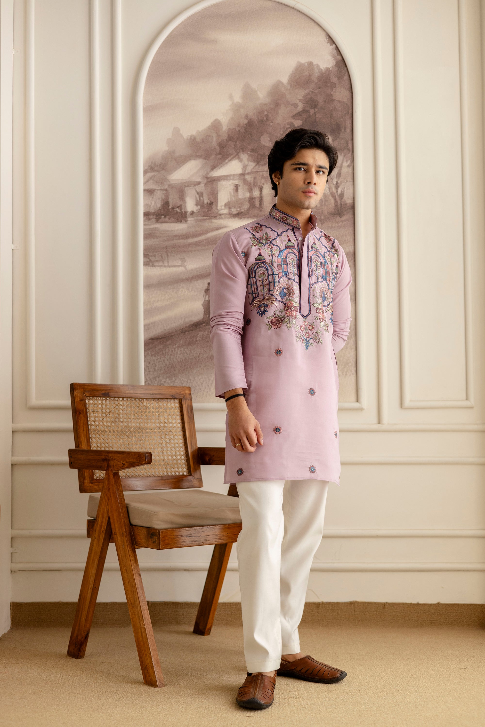 Embroidery Silk Kurta For Man