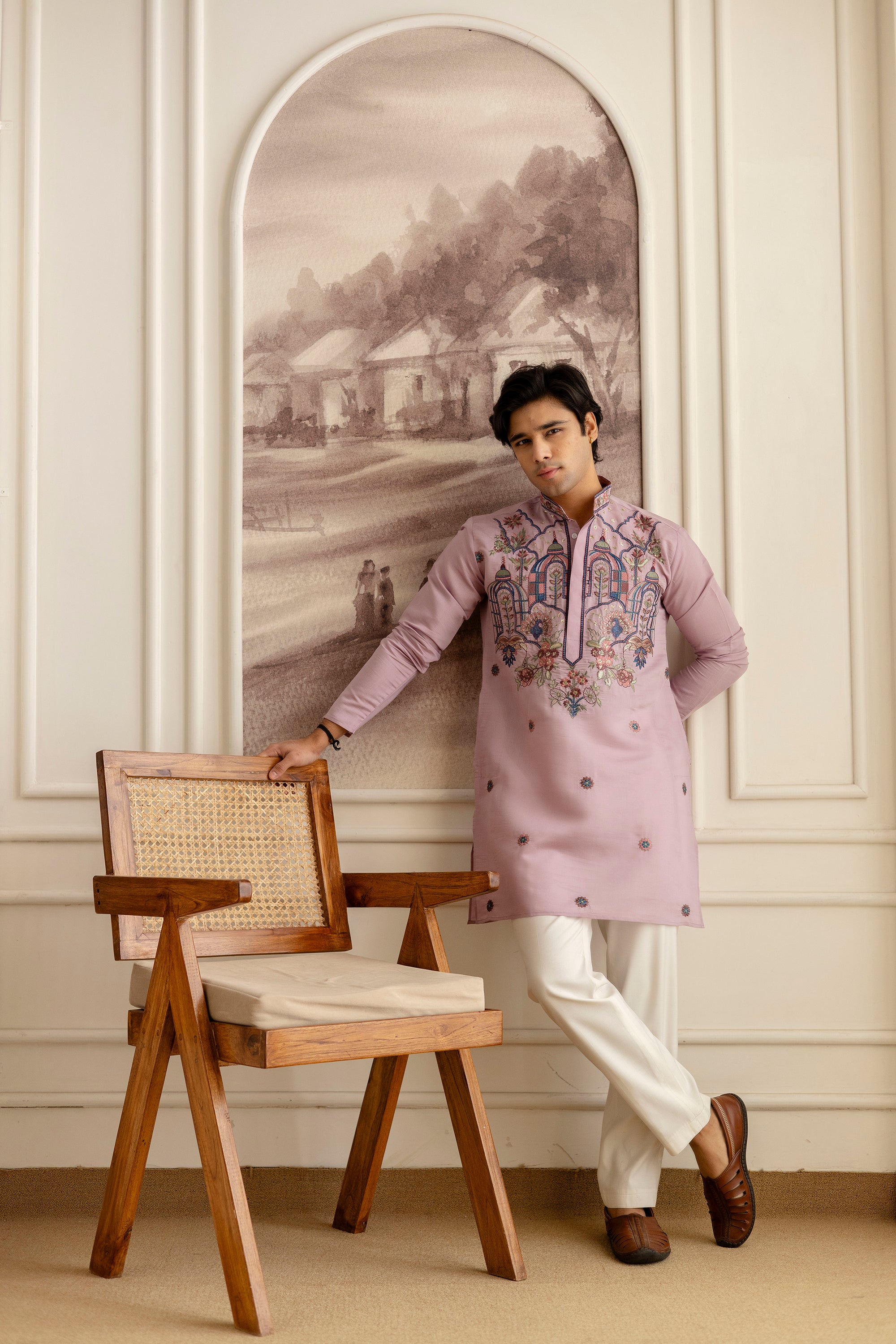 Embroidery Silk Kurta For Man