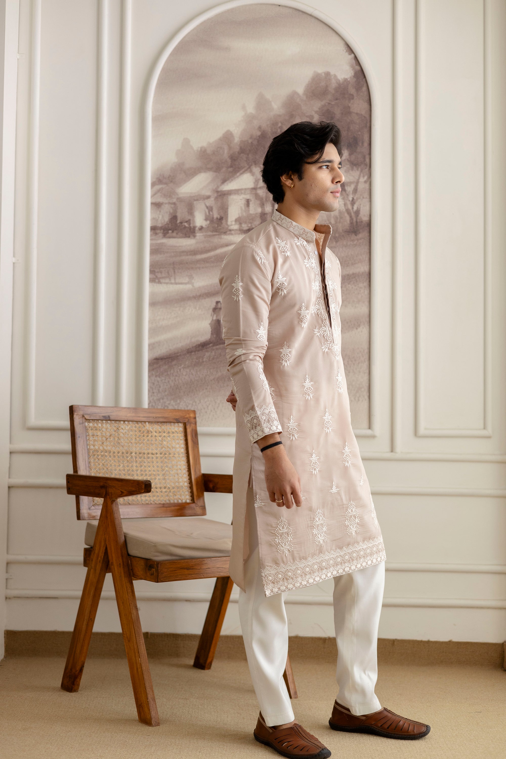 Embroidery Silk Kurta For Man