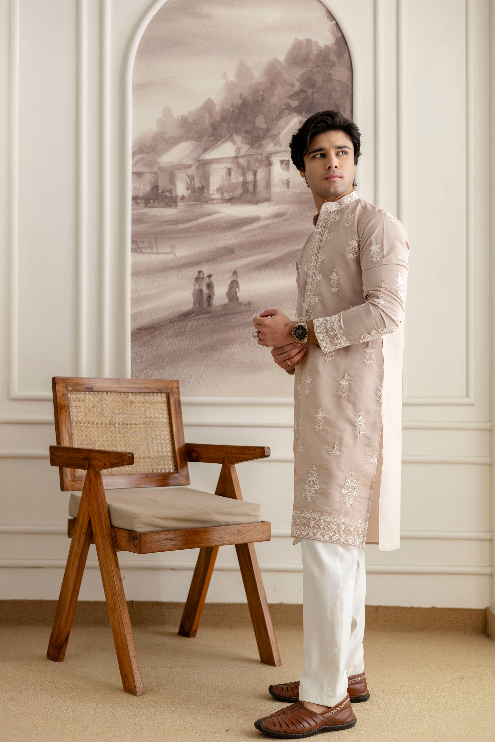 Embroidery Silk Kurta For Man