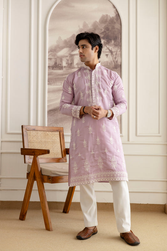 Embroidery Silk Kurta For Man