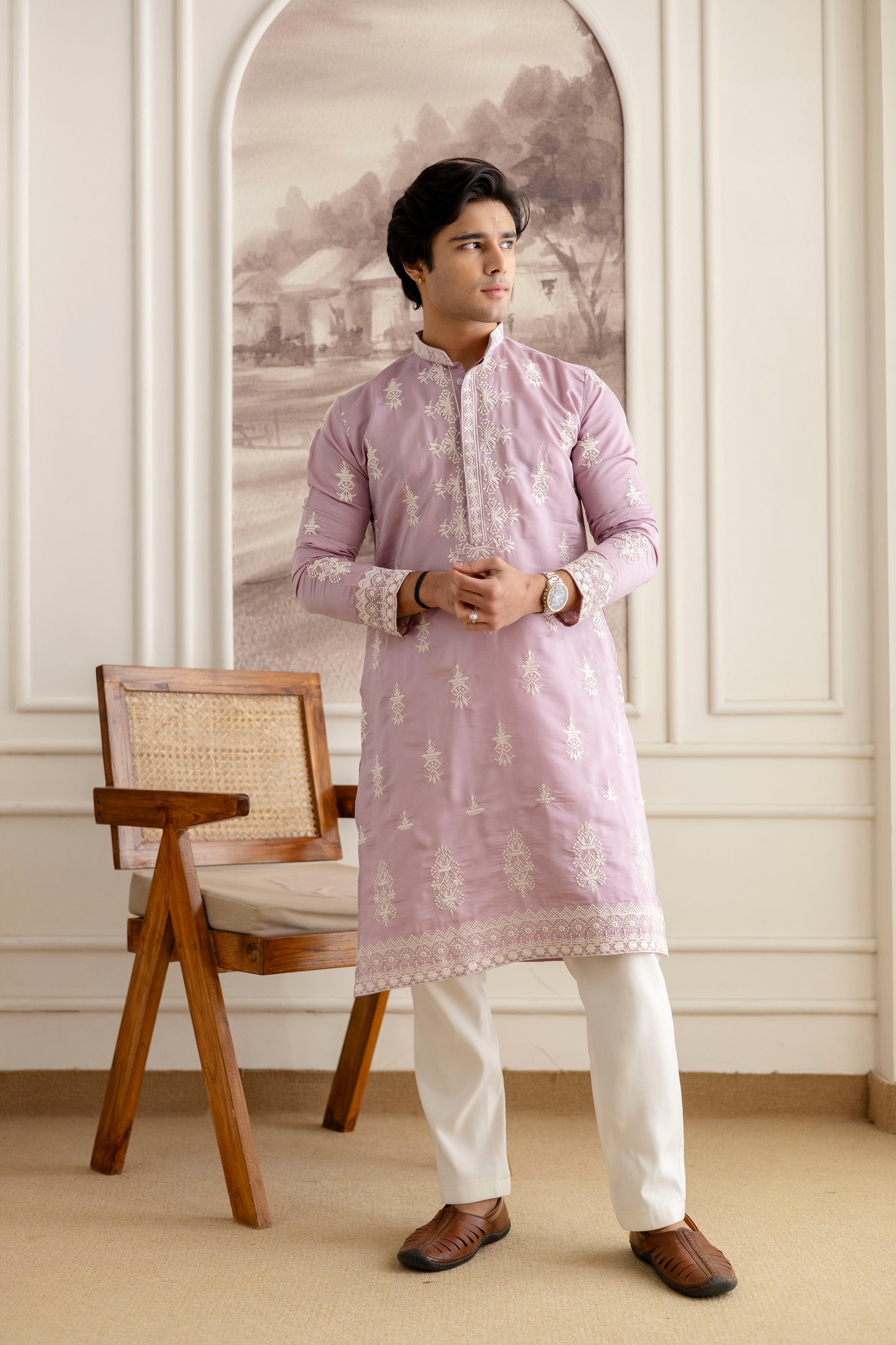 Embroidery Silk Kurta For Man