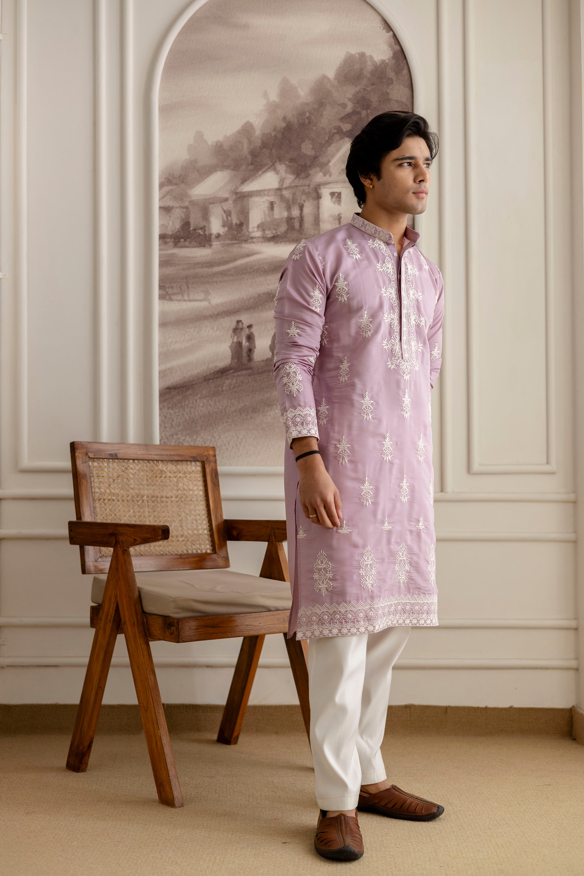 Embroidery Silk Kurta For Man