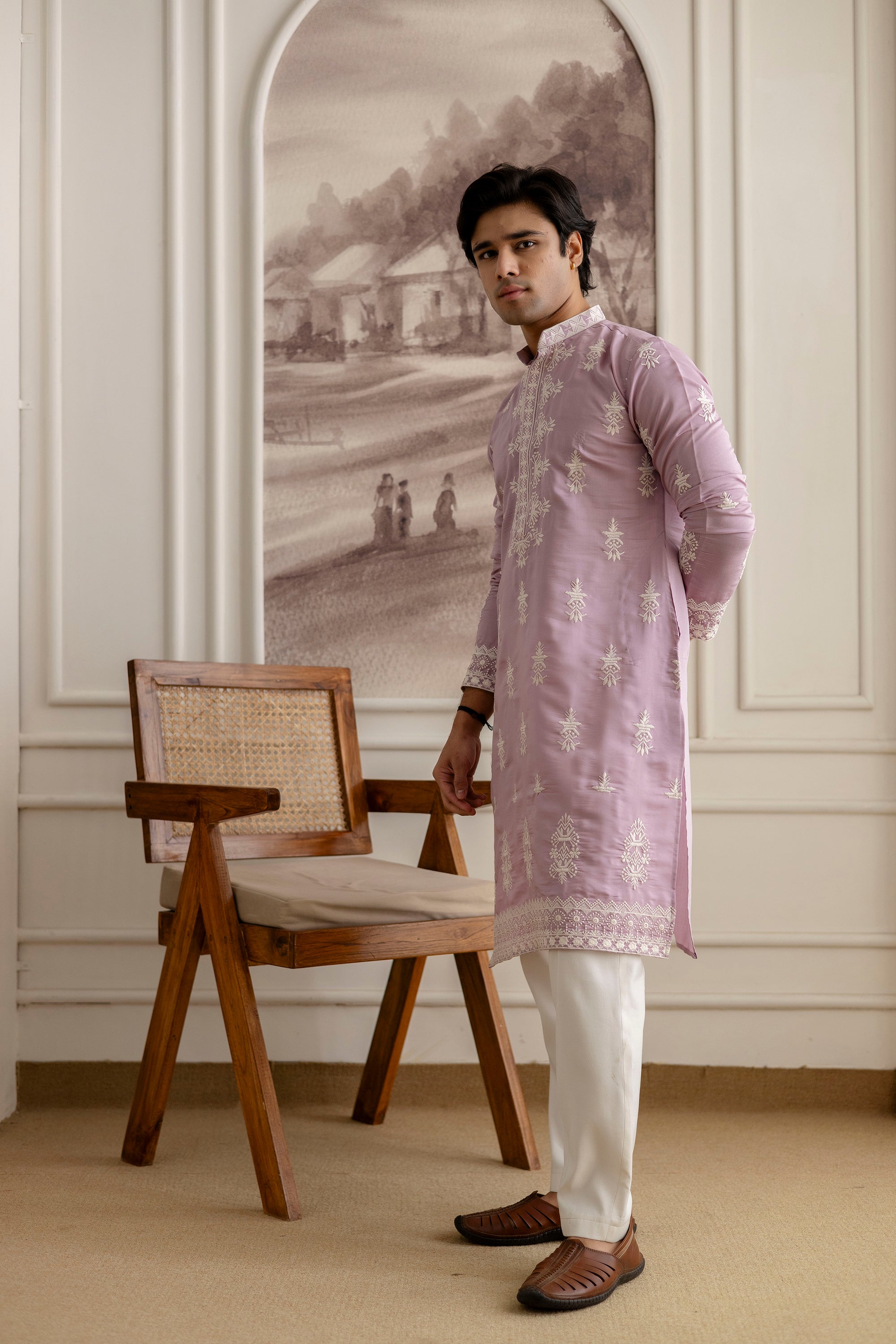 Embroidery Silk Kurta For Man