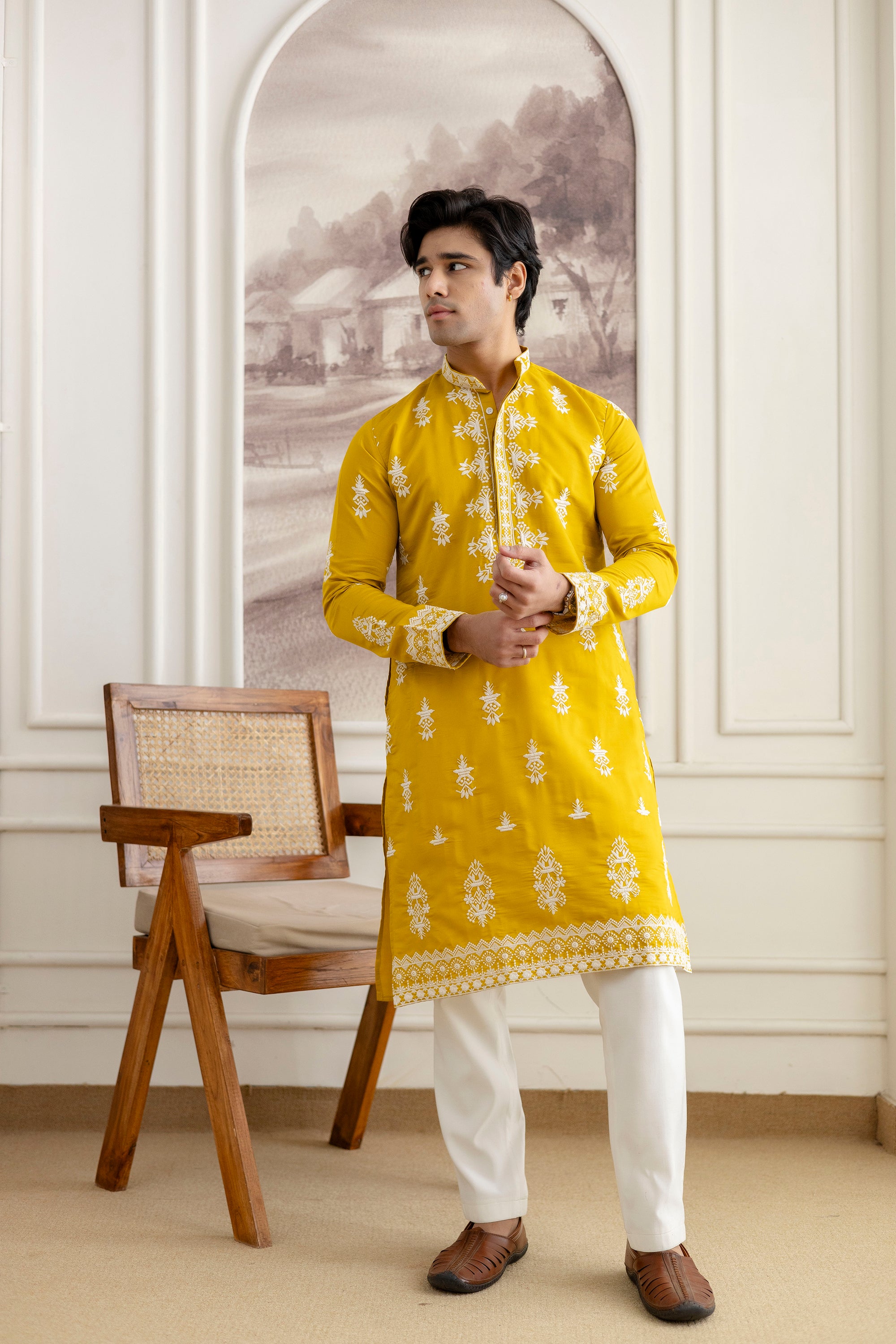 Embroidery Silk Kurta For Man
