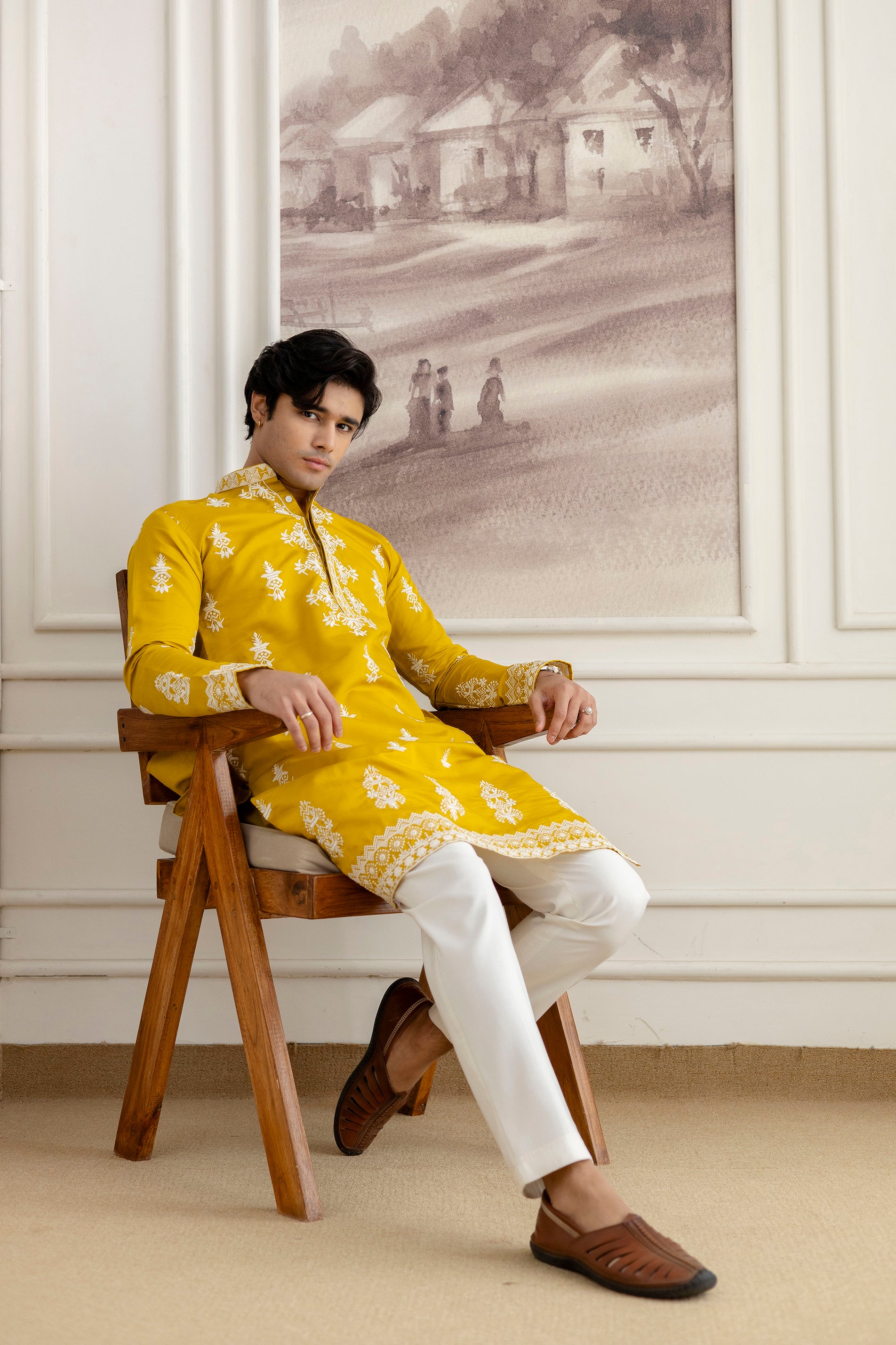 Embroidery Silk Kurta For Man