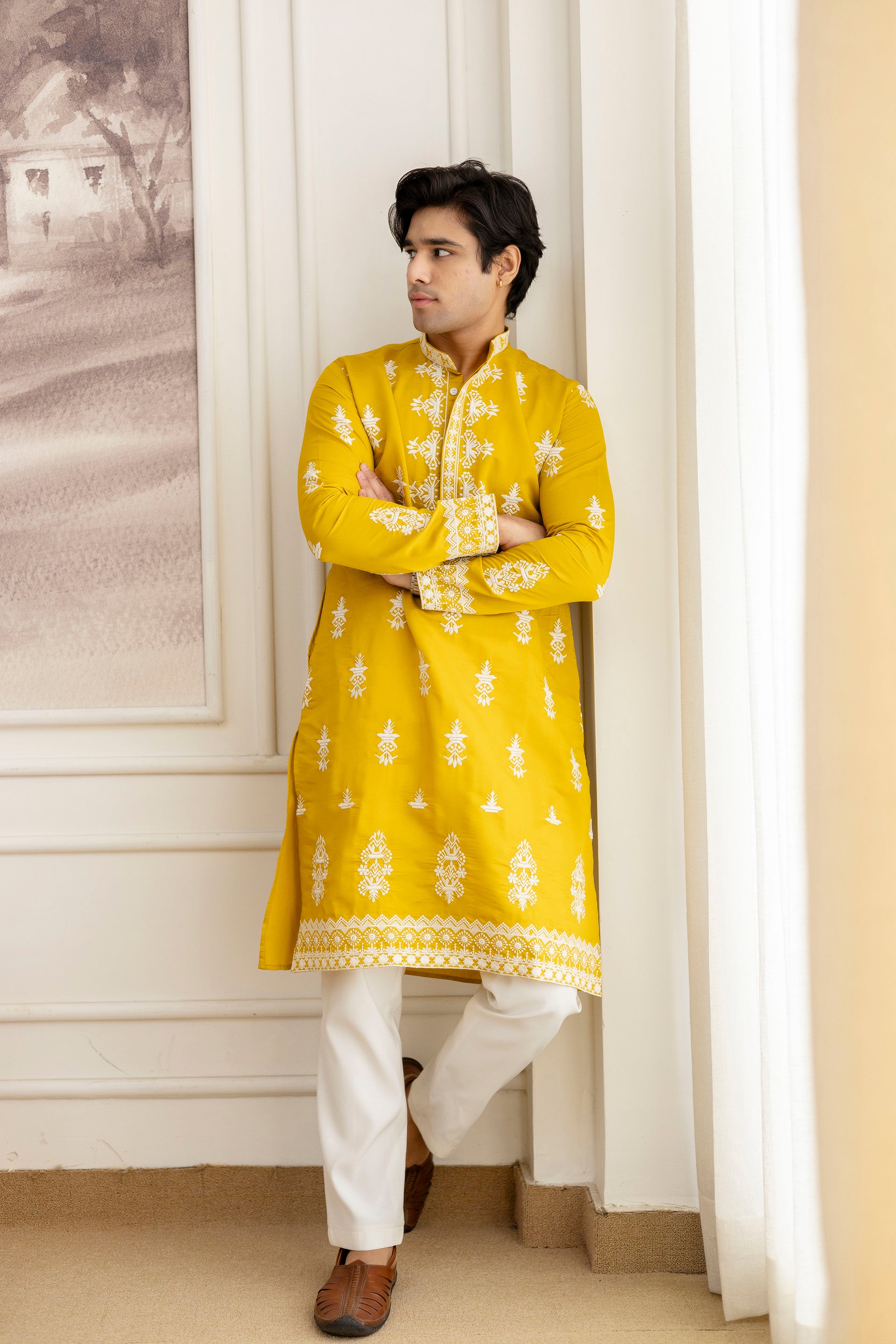Embroidery Silk Kurta For Man